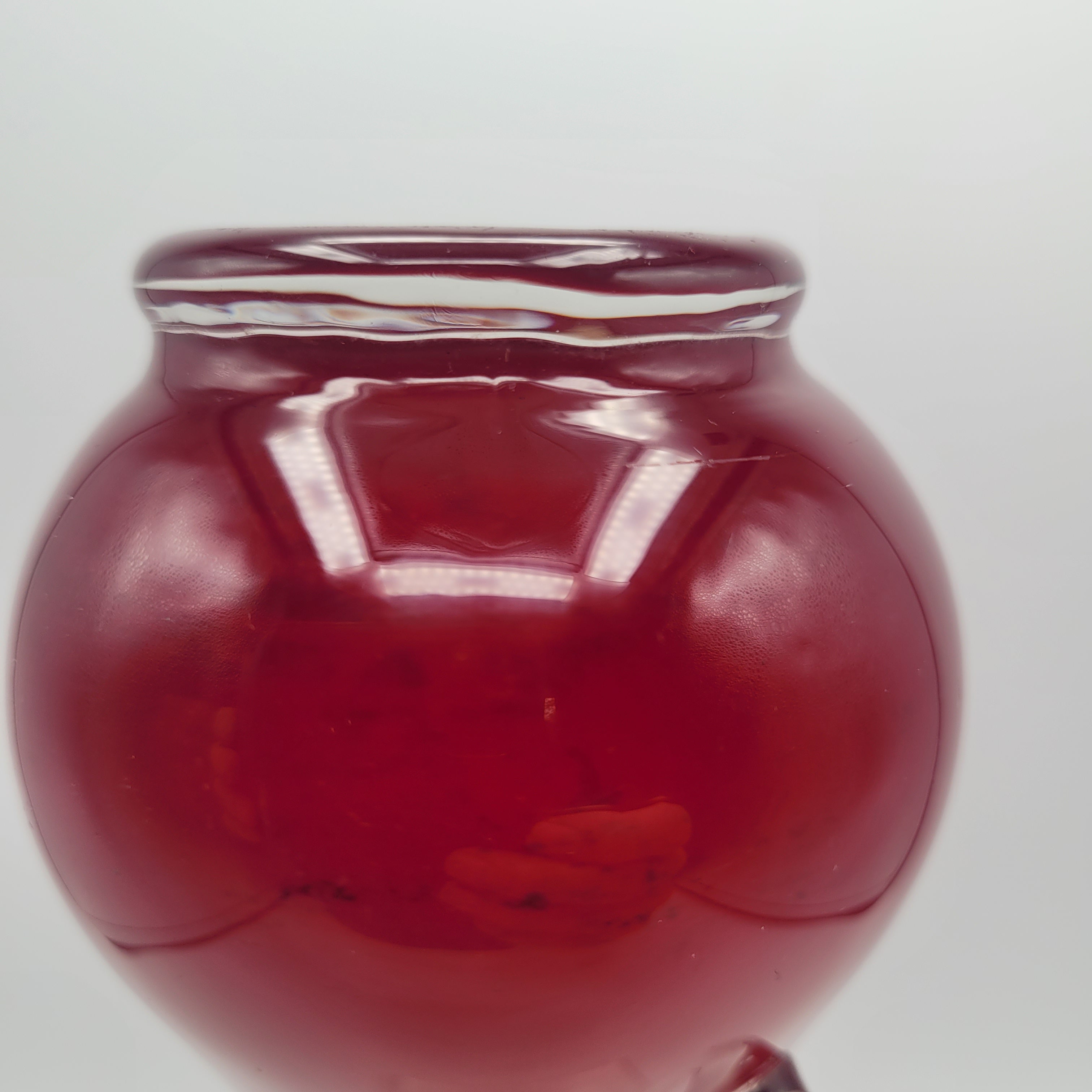 Italian Cased Ruby Red Glass Handled Vase – Attributed to the Empoli Region, c.1960–1970s 🇮🇹
