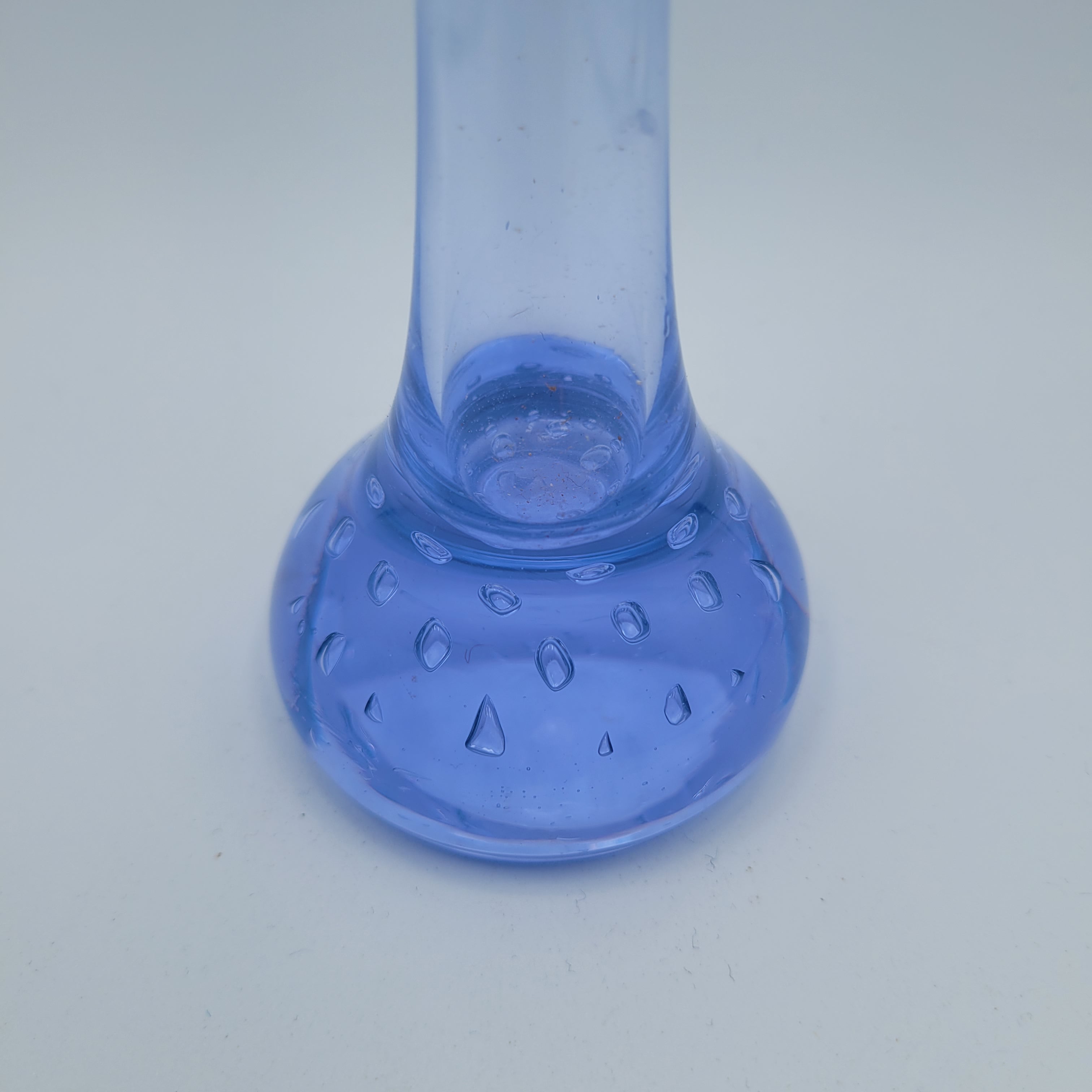 Mid Century Modern Scandinavian Blue Art Glass "Bone" Vase Bullicante Base