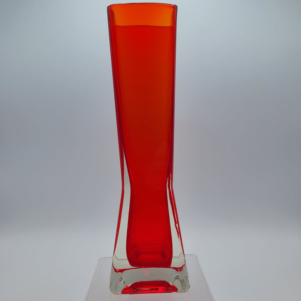 Mid-Century Czechoslovakian Red Sommerso Glass Vase. 1970s