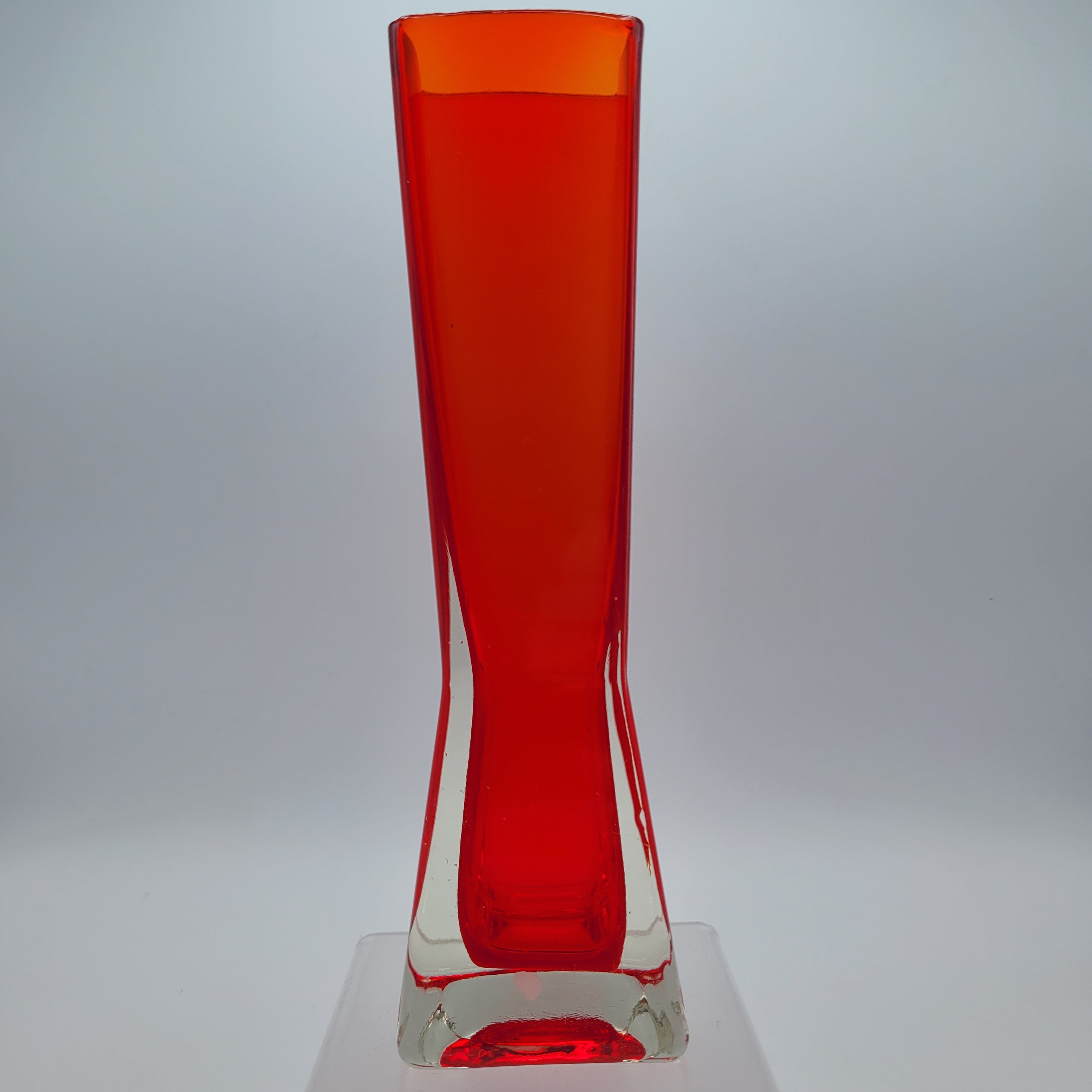 Mid-Century Czechoslovakian Red Sommerso Glass Vase. 1970s