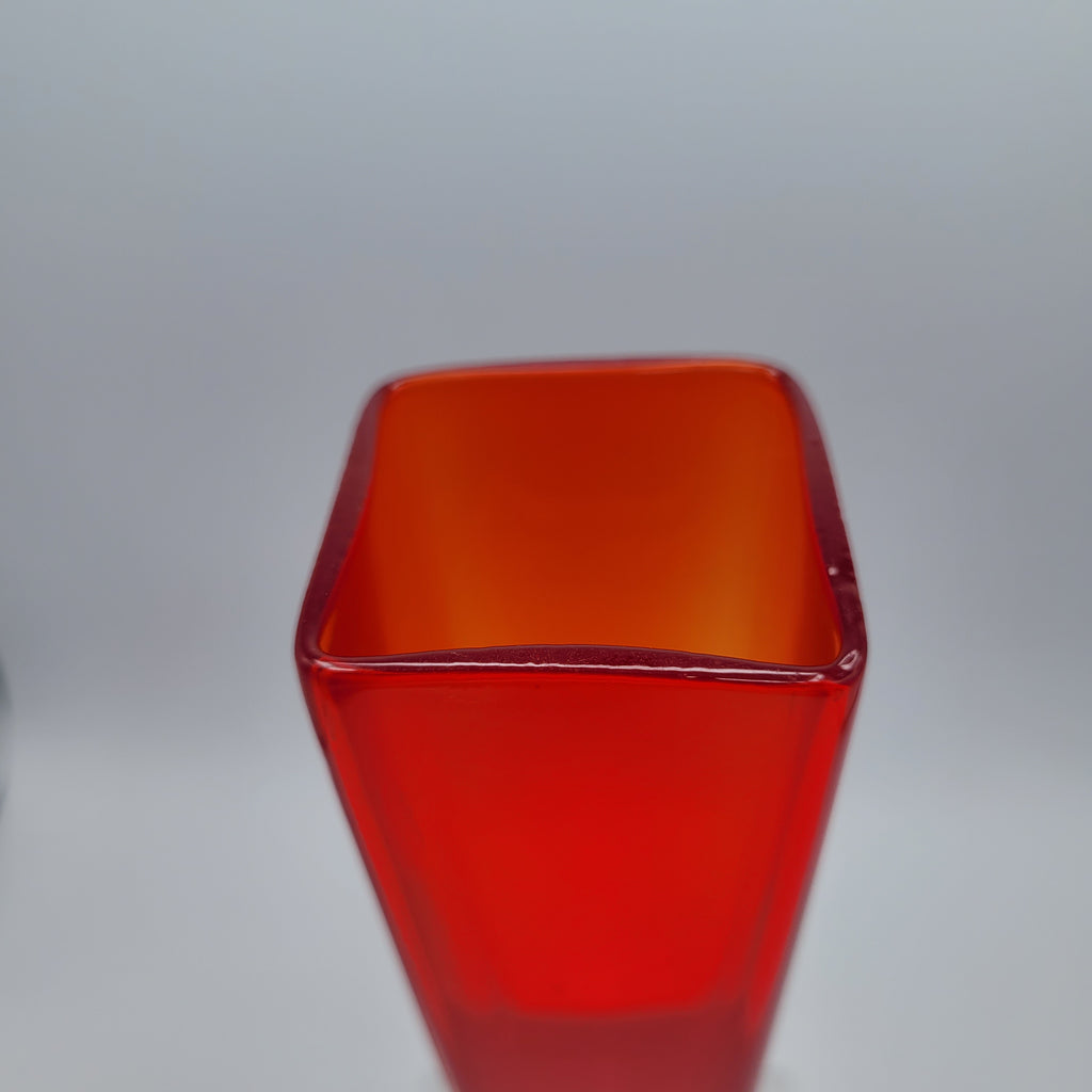 Mid-Century Czechoslovakian Red Sommerso Glass Vase. 1970s