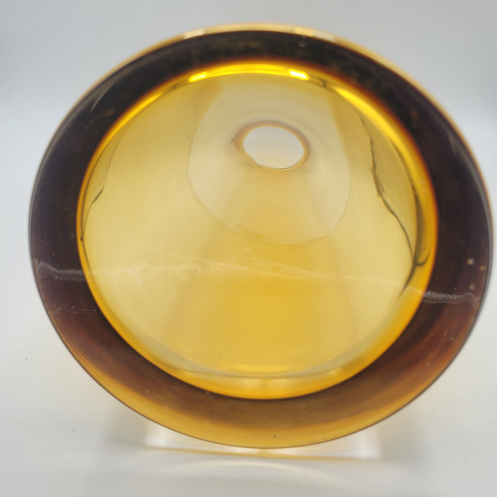 Heavy Amber Cased Glass Vase — Mid-Century Scandinavian Modern Style (Unmarked)