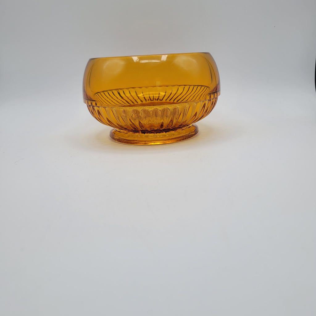 Mid-Century Amber Crystal Bowl — Attributed to Rückl / Sklo Union, Czechoslovakia c. 1965–1975