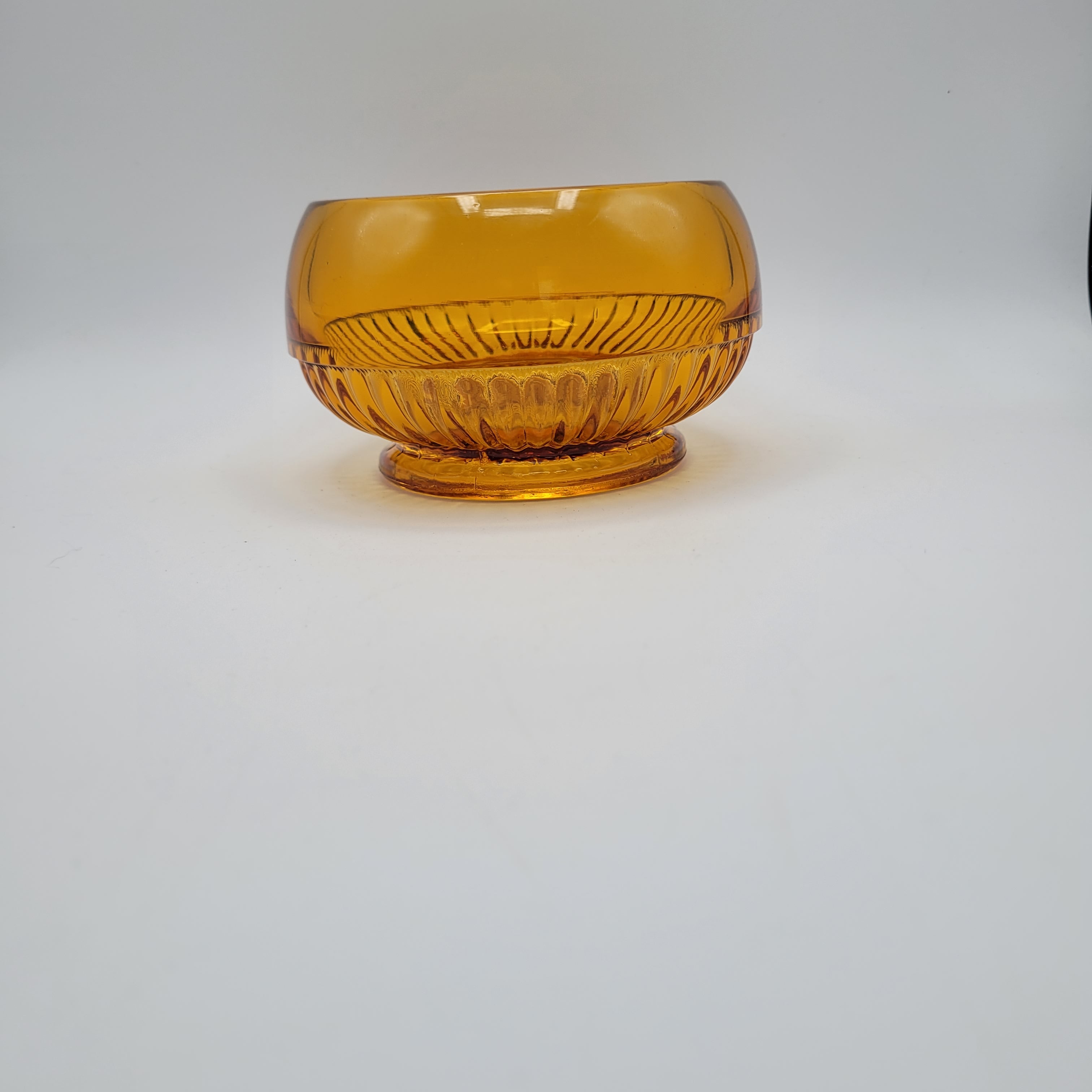 Mid-Century Amber Crystal Bowl — Attributed to Rückl / Sklo Union, Czechoslovakia c. 1965–1975