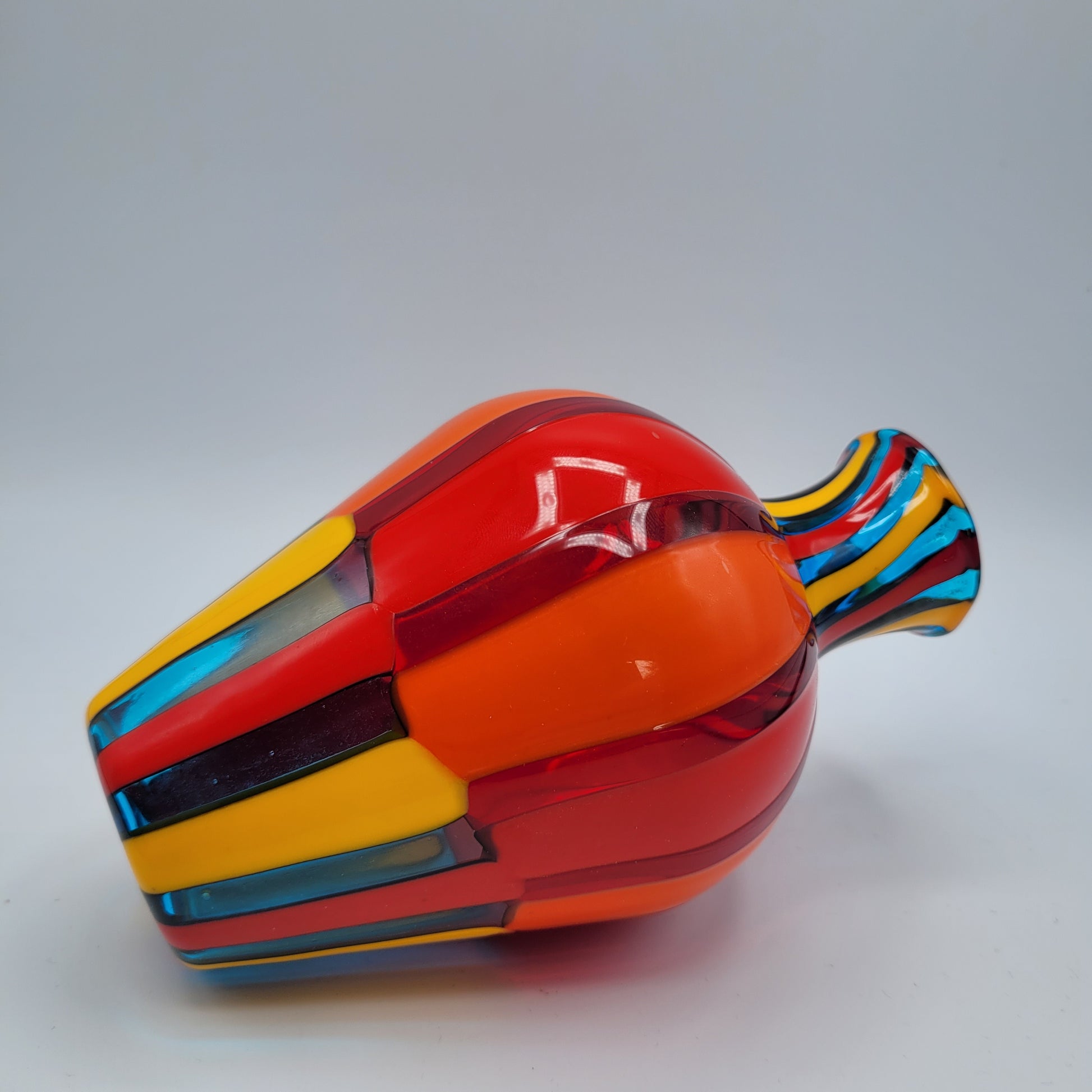 Vibrant Murano Pezzato Art Glass Vase by Angelo Ballarin, 😊 Signed & w/COA. museum quality.