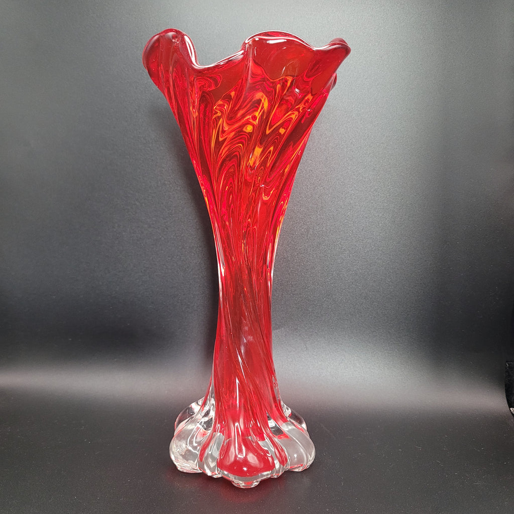 Mid-Century Czech Red Crystal Art Glass Vase, Attributed to Josef Hospodka for Chribska, c. 1970s