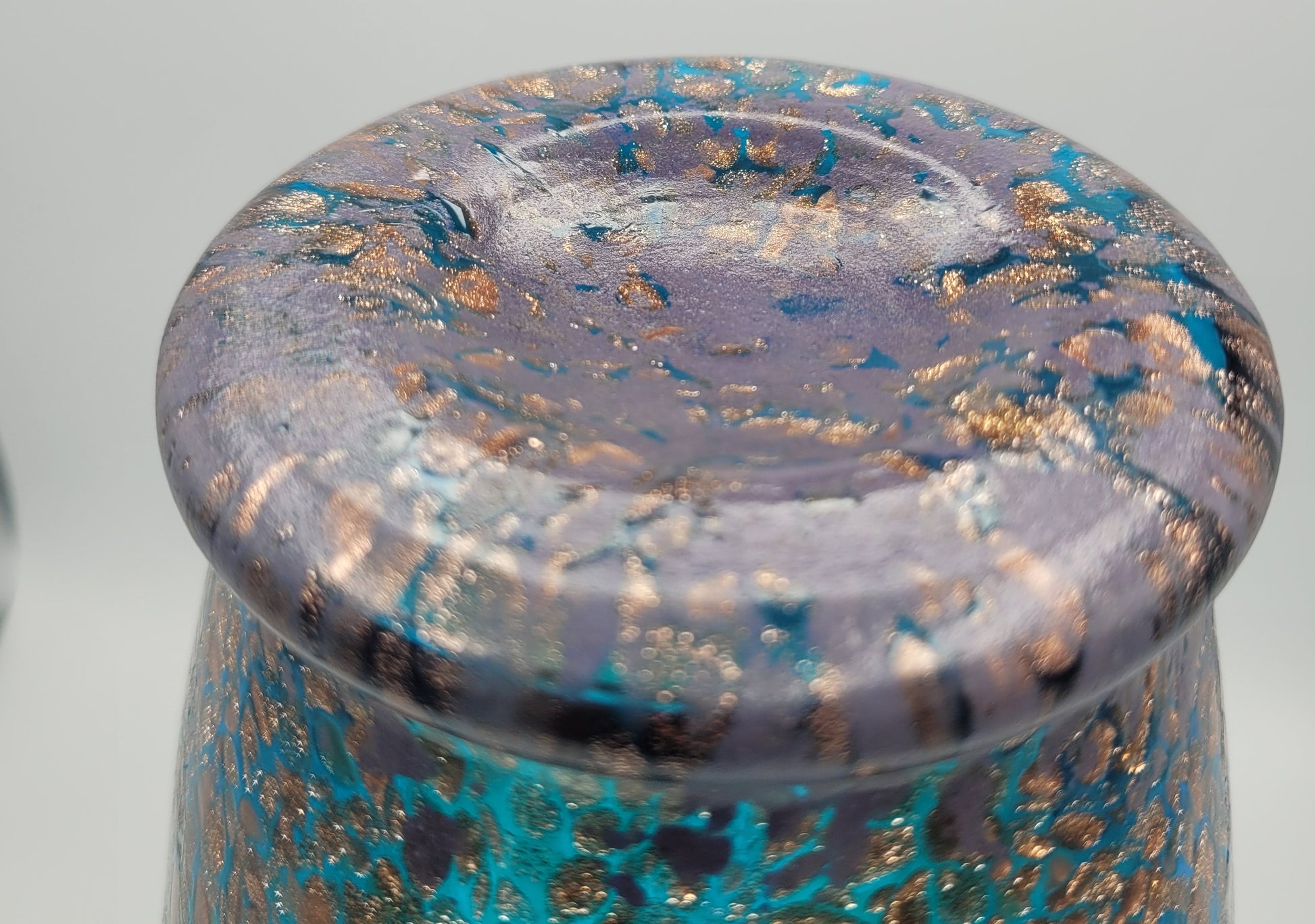 Dale Tiffany Favrile Art Glass Milano Amphora Teal-Blue Vase with Copper Aventurine Infusion