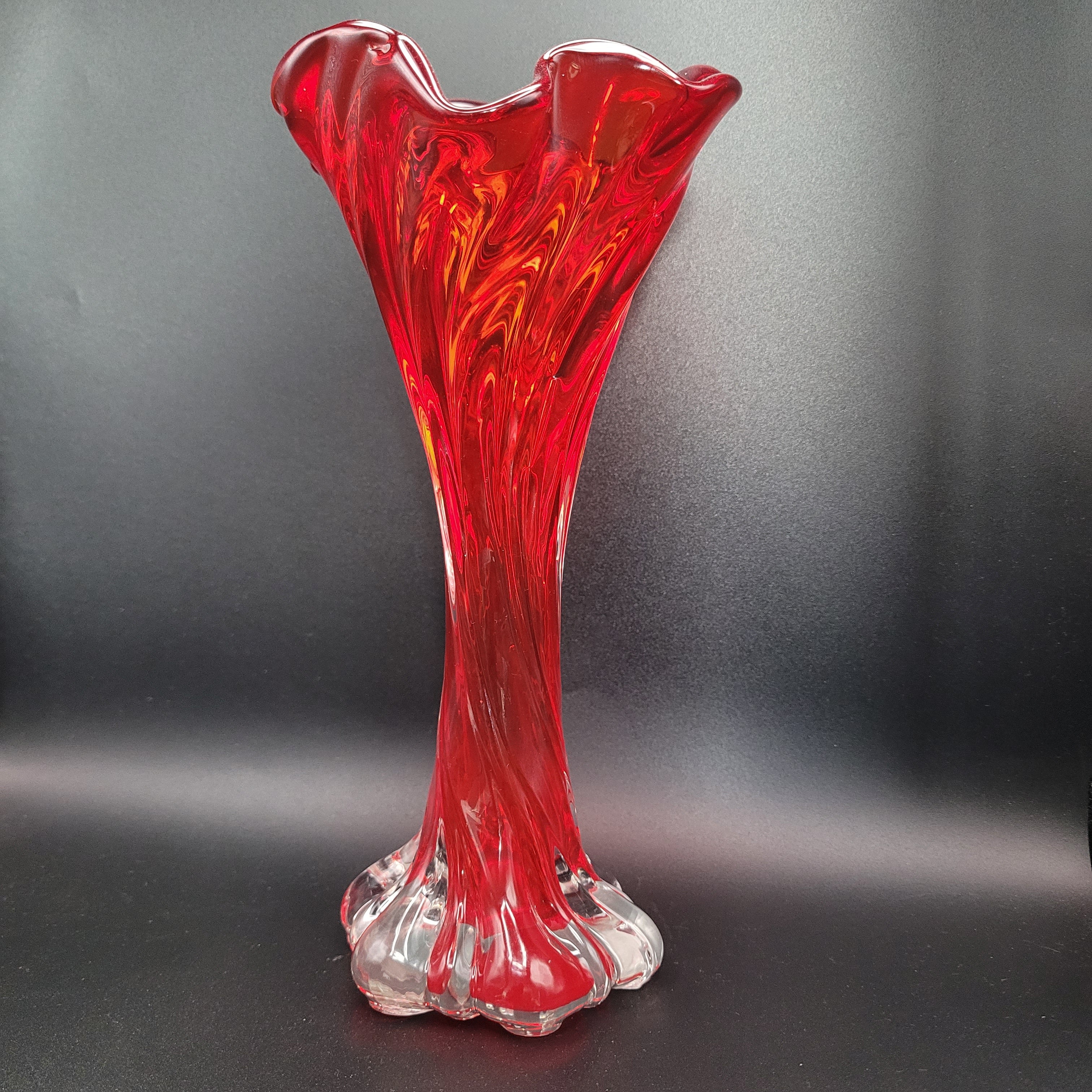 Mid-Century Czech Red Crystal Art Glass Vase, Attributed to Josef Hospodka for Chribska, c. 1970s