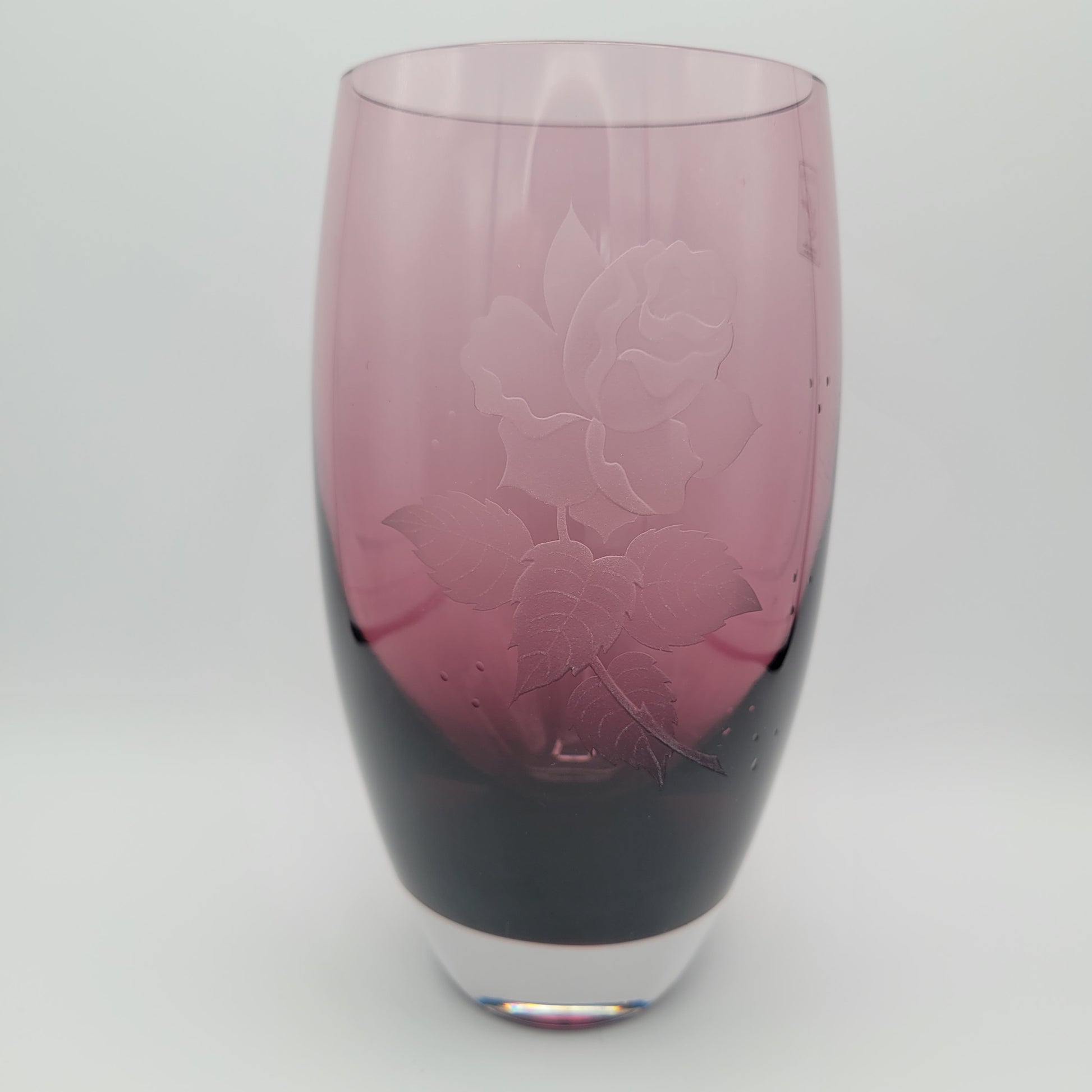Caithness Vase, Rose etched 1970s or earlier...with label