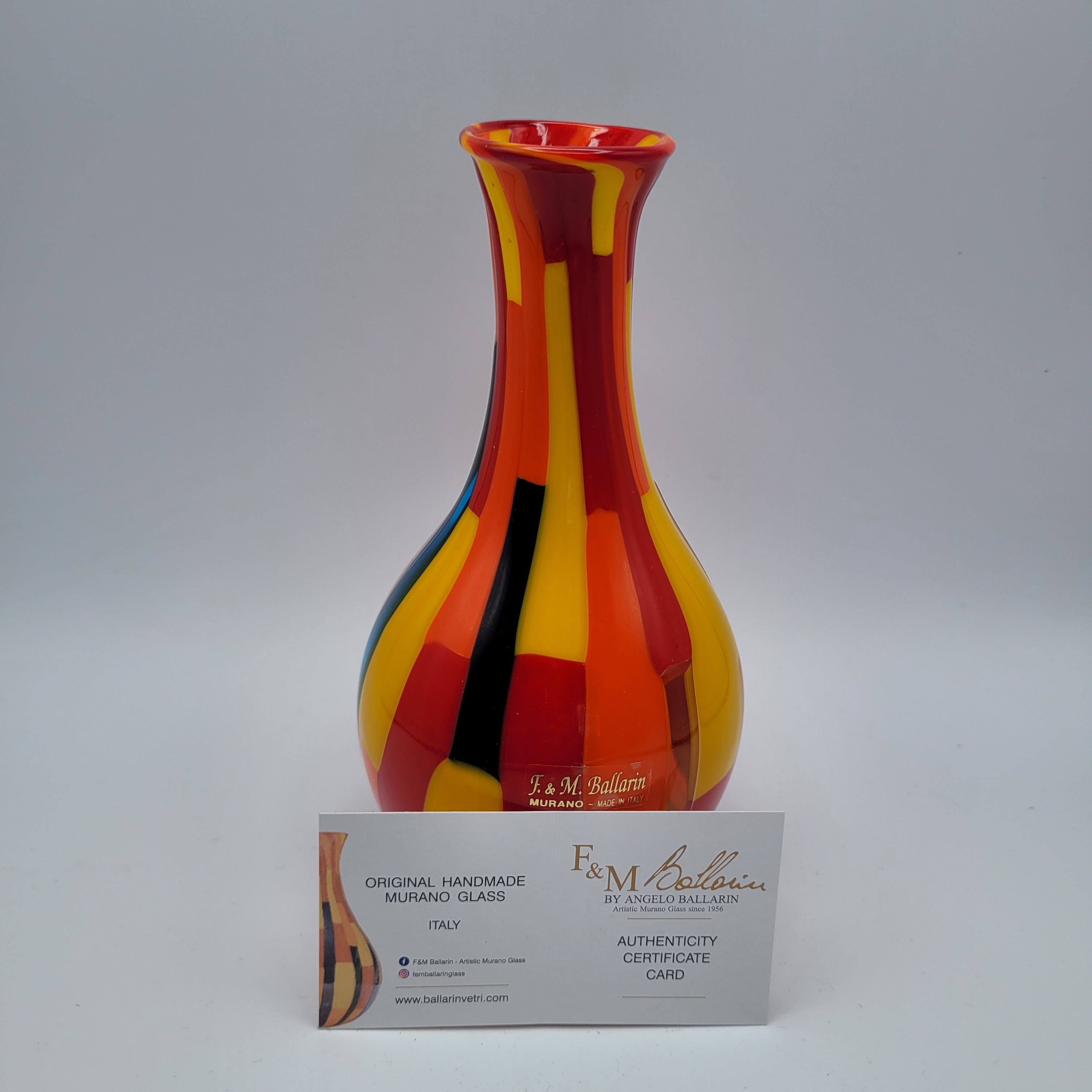 Glorious Murano Pezzato Baluster Vase. Signed, labelled w/COA.
