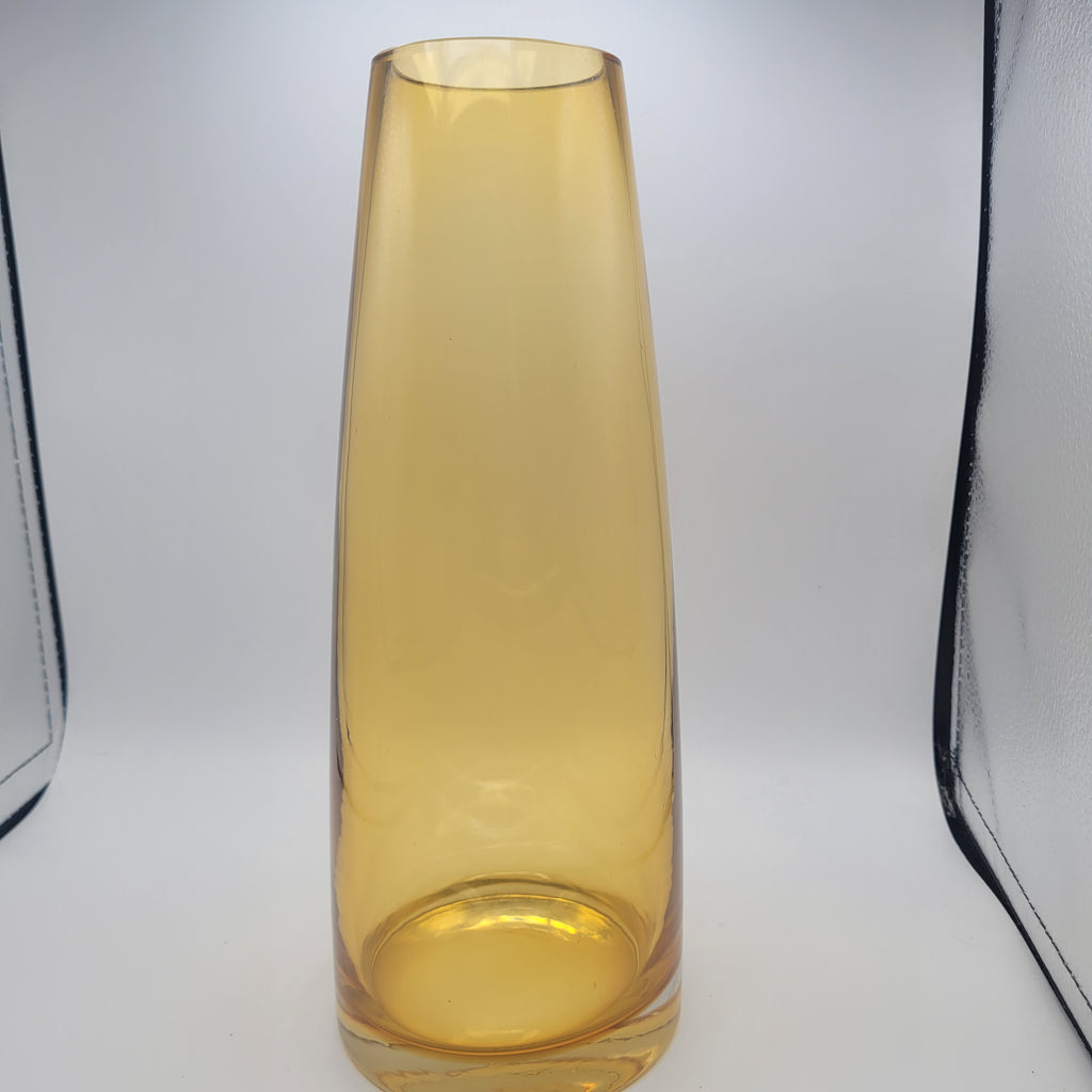 Heavy Amber Cased Glass Vase — Mid-Century Scandinavian Modern Style (Unmarked)