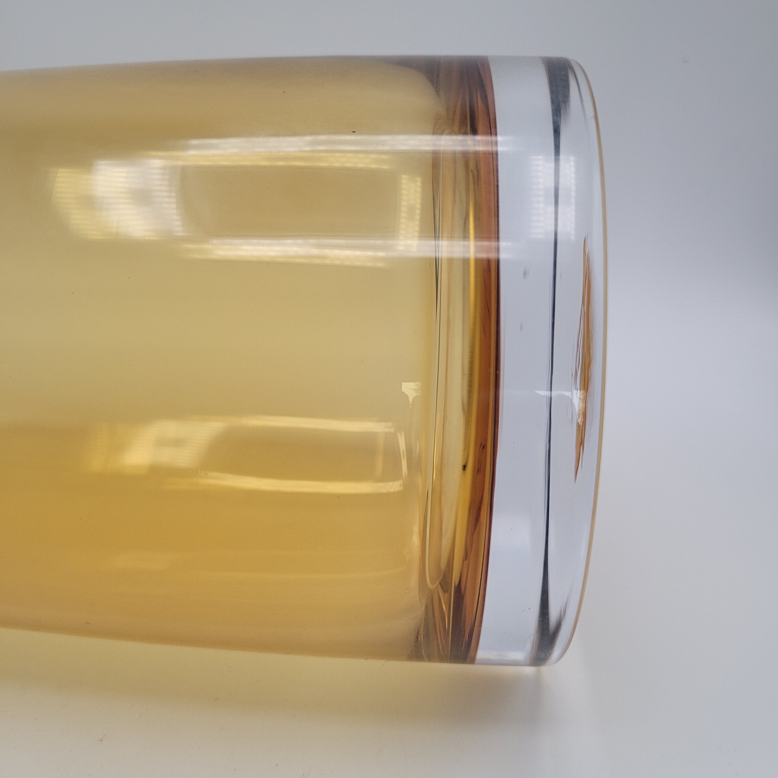 Heavy Amber Cased Glass Vase — Mid-Century Scandinavian Modern Style (Unmarked)