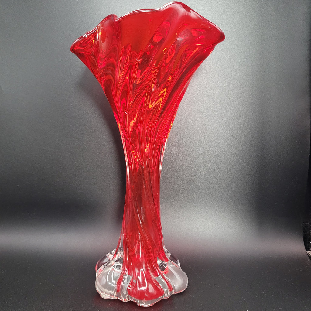Mid-Century Czech Red Crystal Art Glass Vase, Attributed to Josef Hospodka for Chribska, c. 1970s