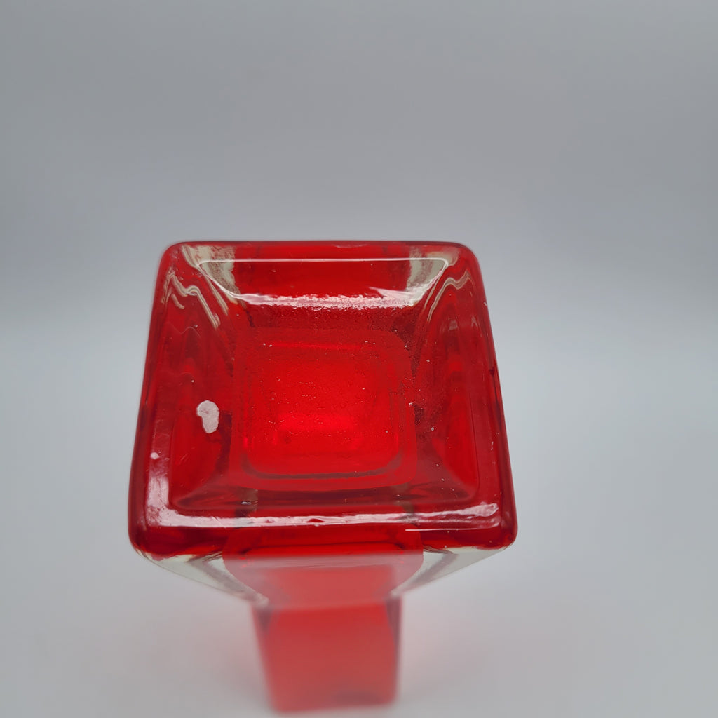 Mid-Century Czechoslovakian Red Sommerso Glass Vase. 1970s