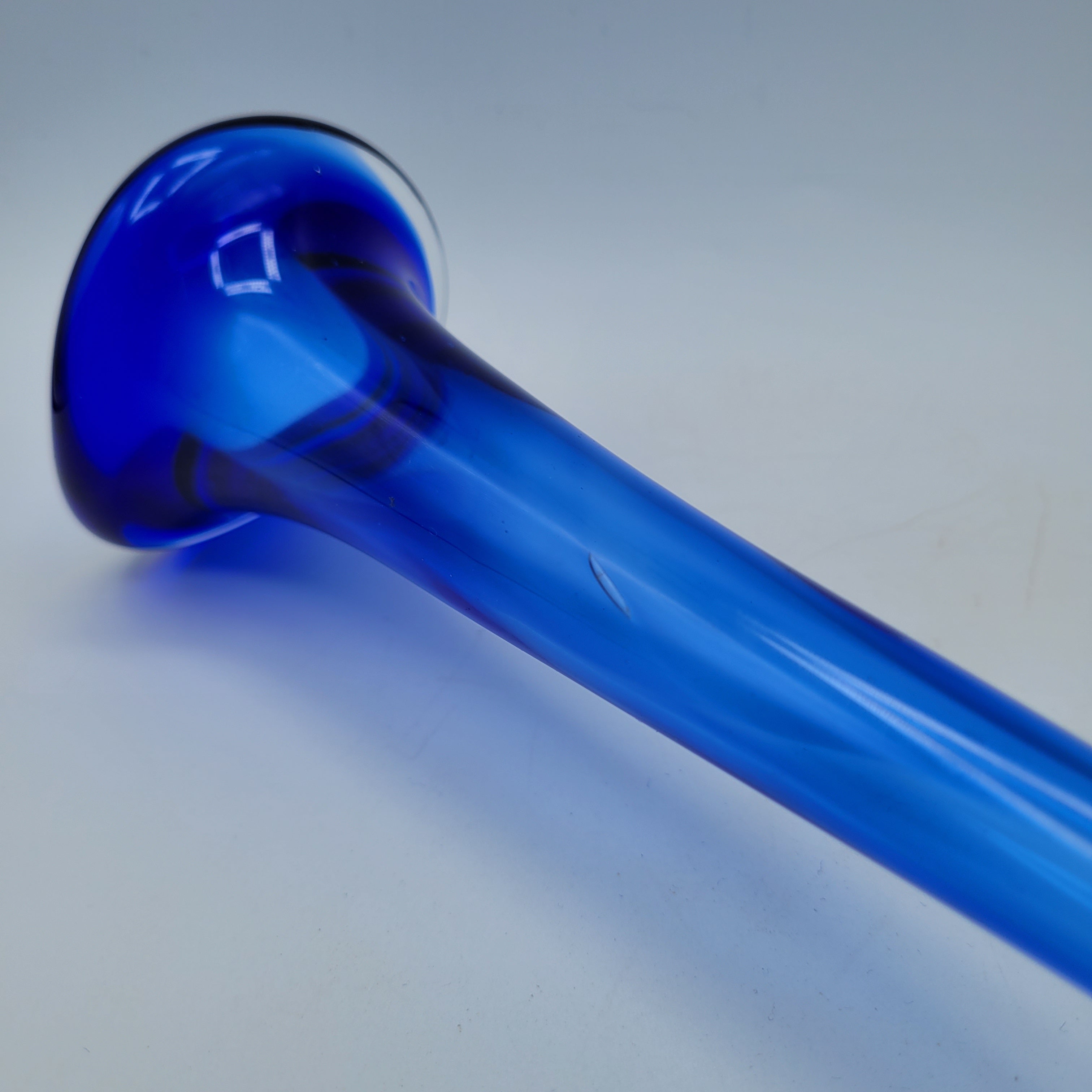 Tall Swedish Art Glass Pulpit Vase — Cobalt Blue with Controlled-Bubble Base, 35 cm tall