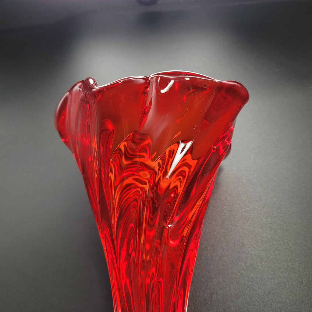 Mid-Century Czech Red Crystal Art Glass Vase, Attributed to Josef Hospodka for Chribska, c. 1970s