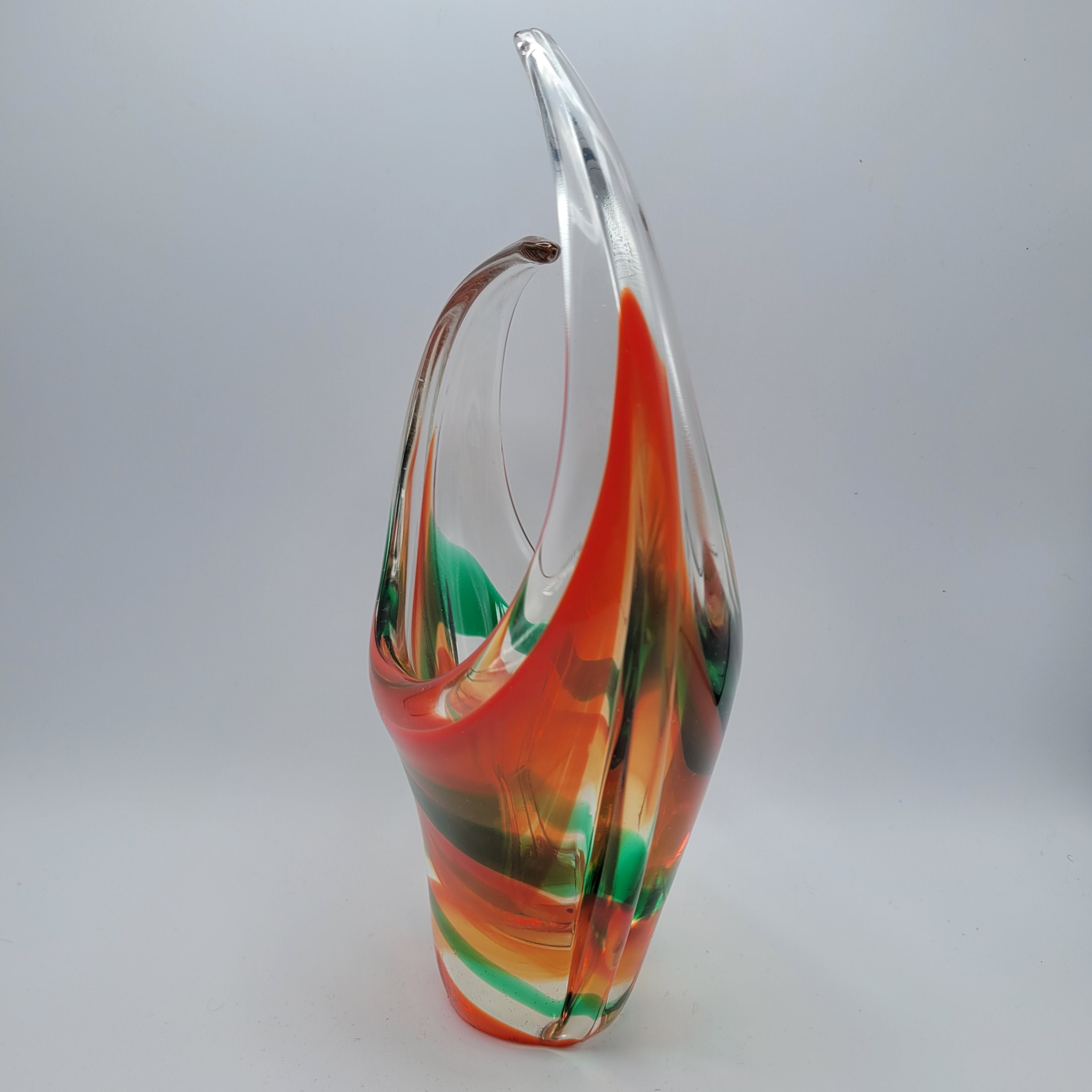 MCM Viartec THF Spanish Art glass sculpture in the Murano tradition, Hand-blown, Vibrant Colour circa 1960s...selenium pinks that glows in UV light.