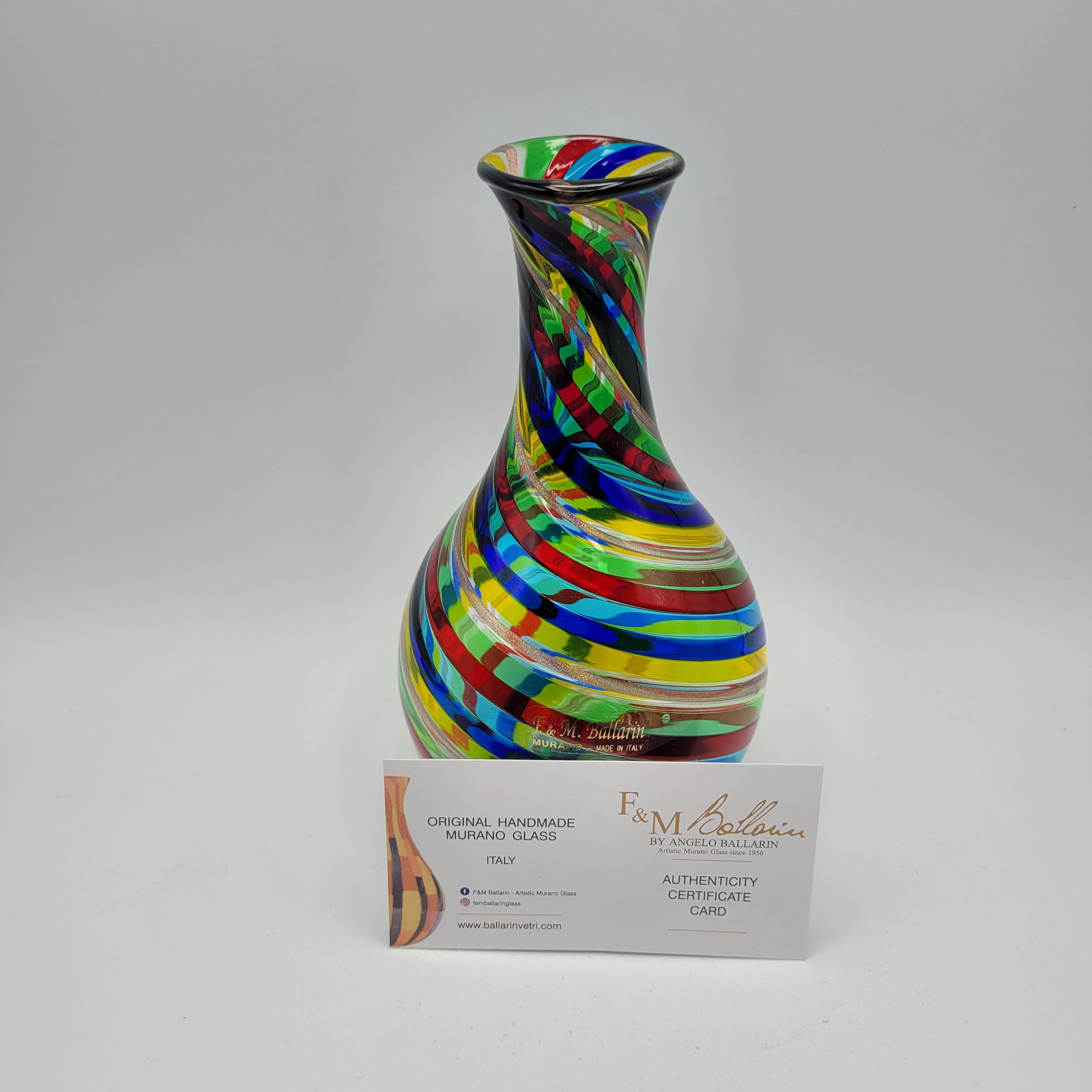 Marvellous & Pristine F&M Ballarin Murano Filigrana Spirale Vase😊 Signed w/COA & Label