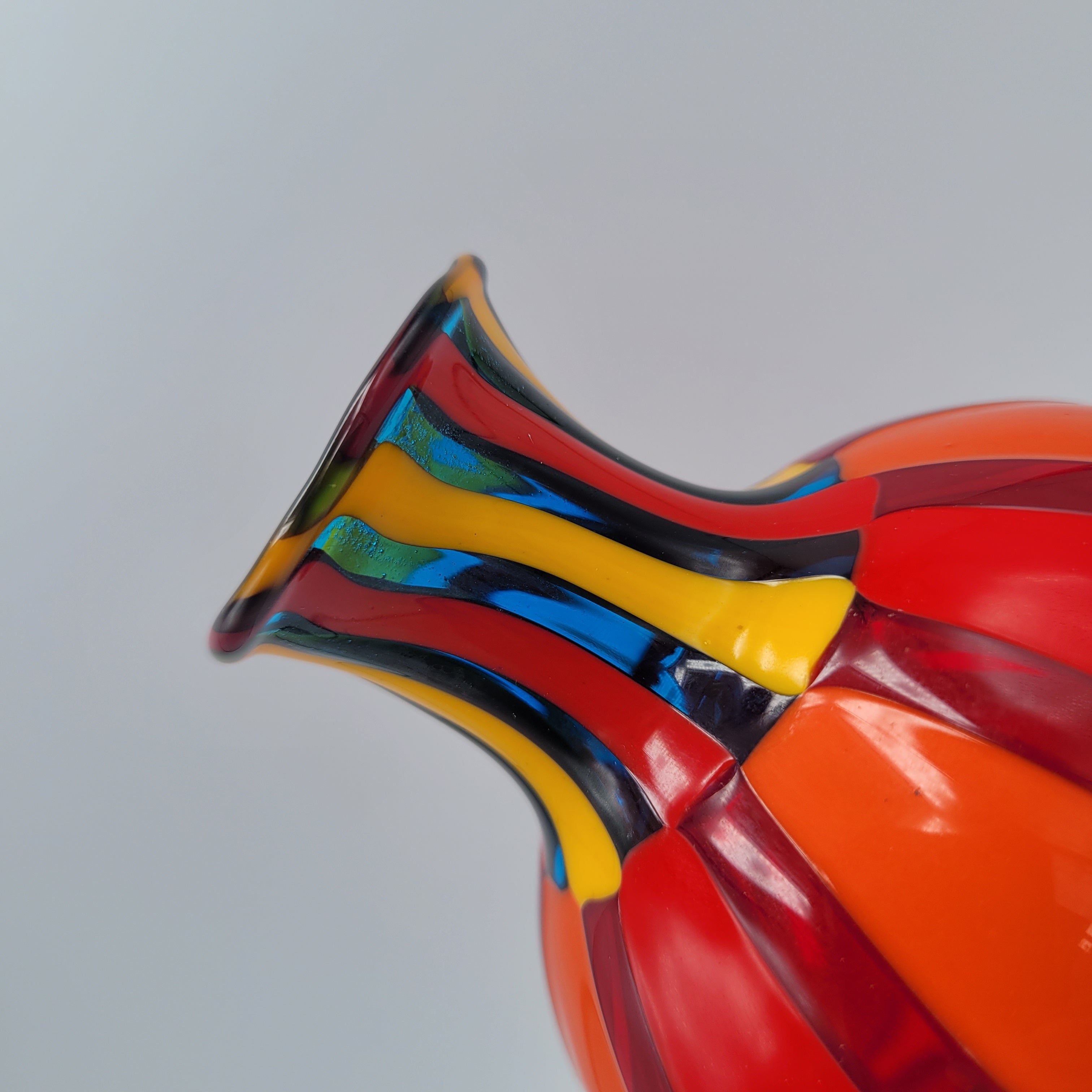 Vibrant Murano Pezzato Art Glass Vase by Angelo Ballarin, 😊 Signed & w/COA. museum quality.