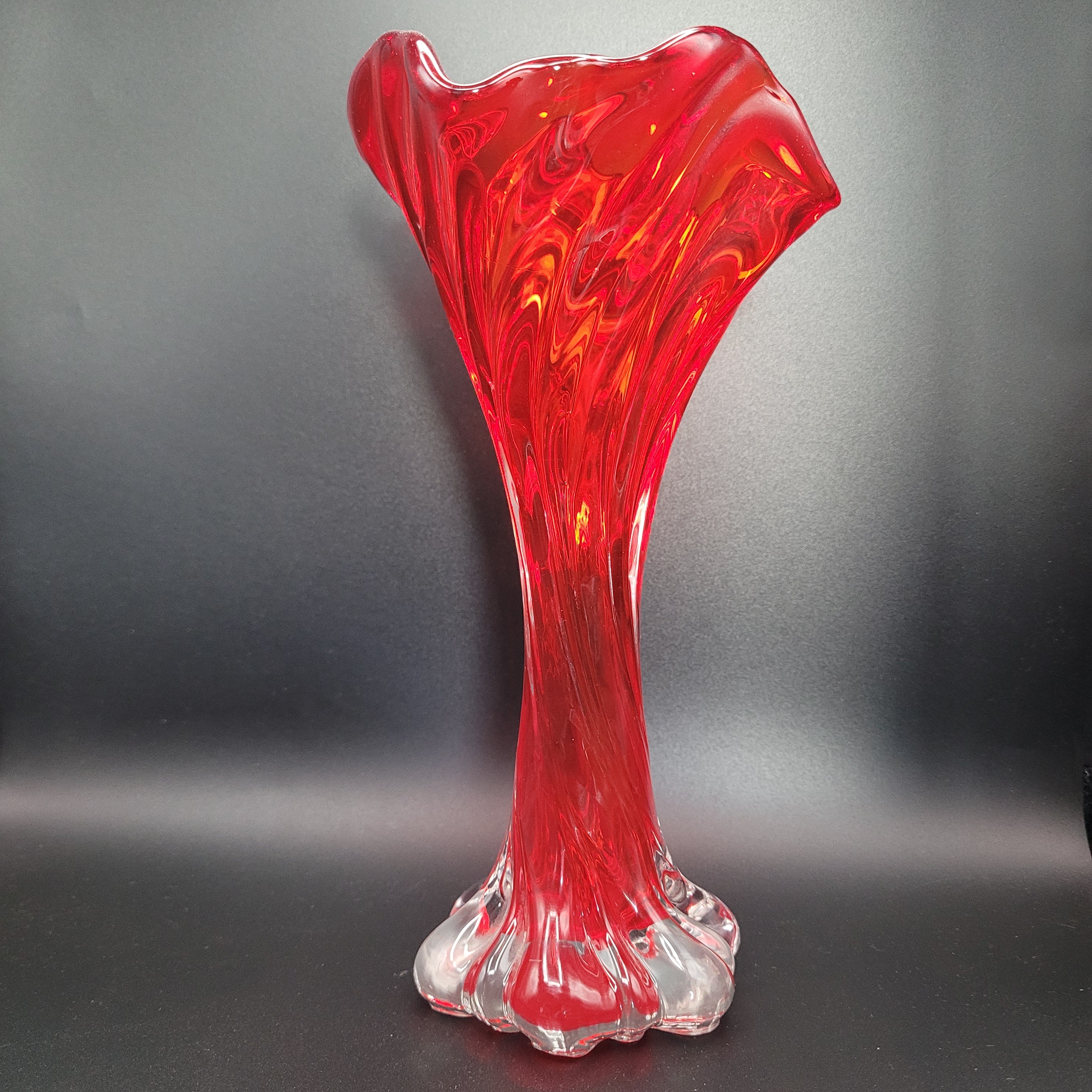 Mid-Century Czech Red Crystal Art Glass Vase, Attributed to Josef Hospodka for Chribska, c. 1970s