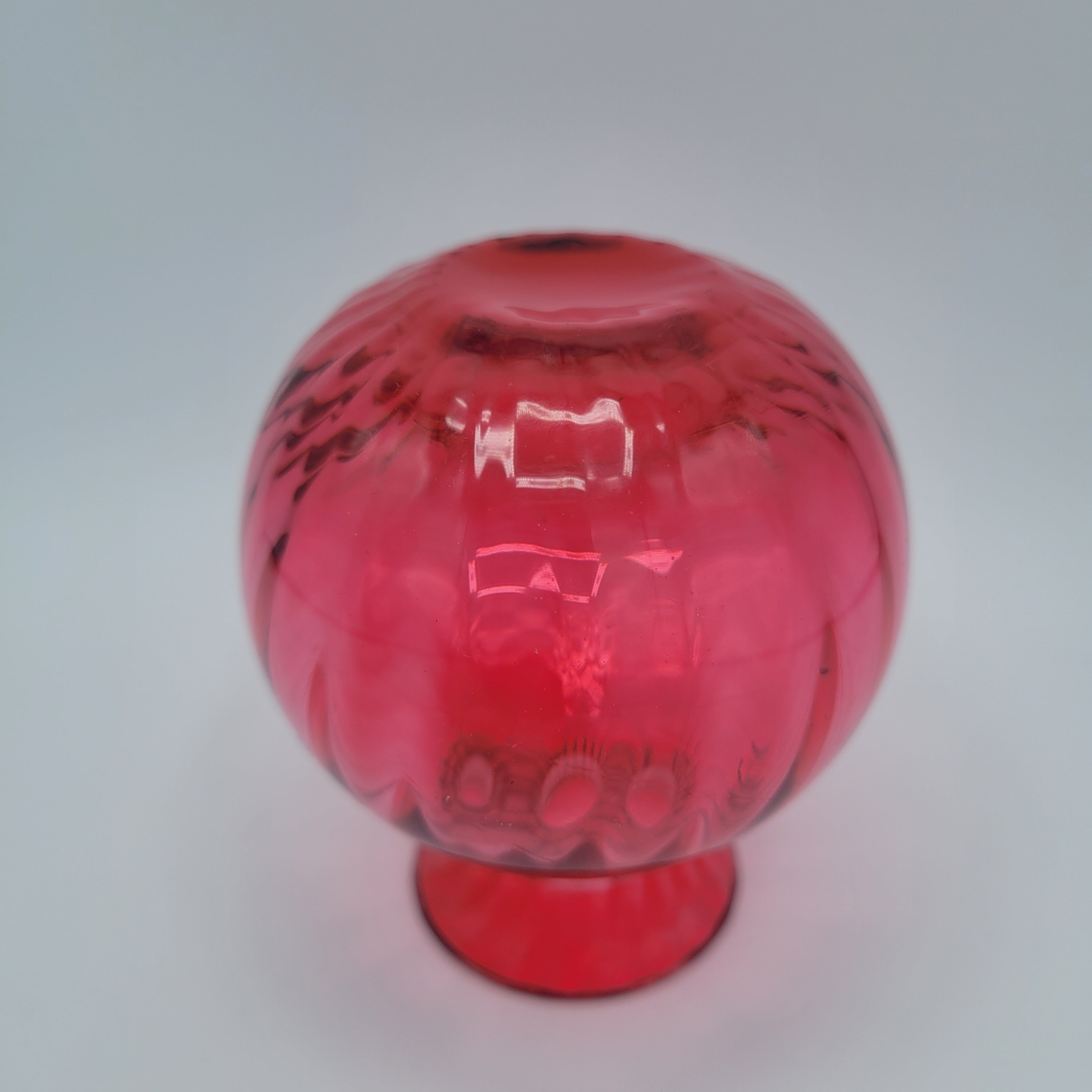 Pilgrim cranberry glass posy vase "optic swirl" perfect