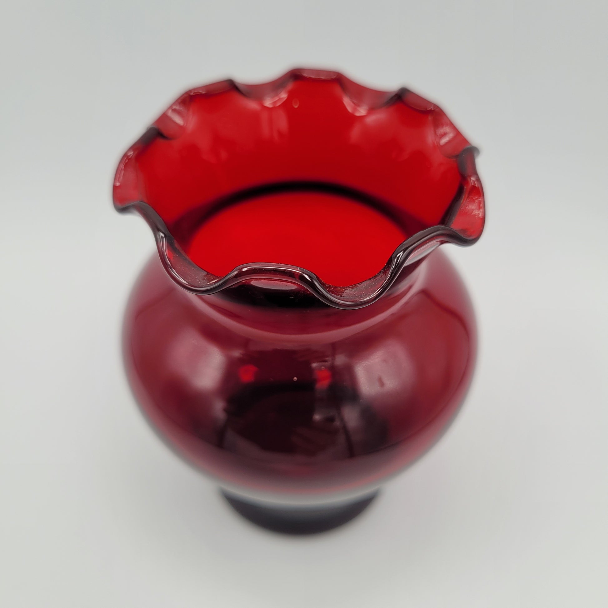 Anchor Hocking Royal Ruby Red line posy vase.