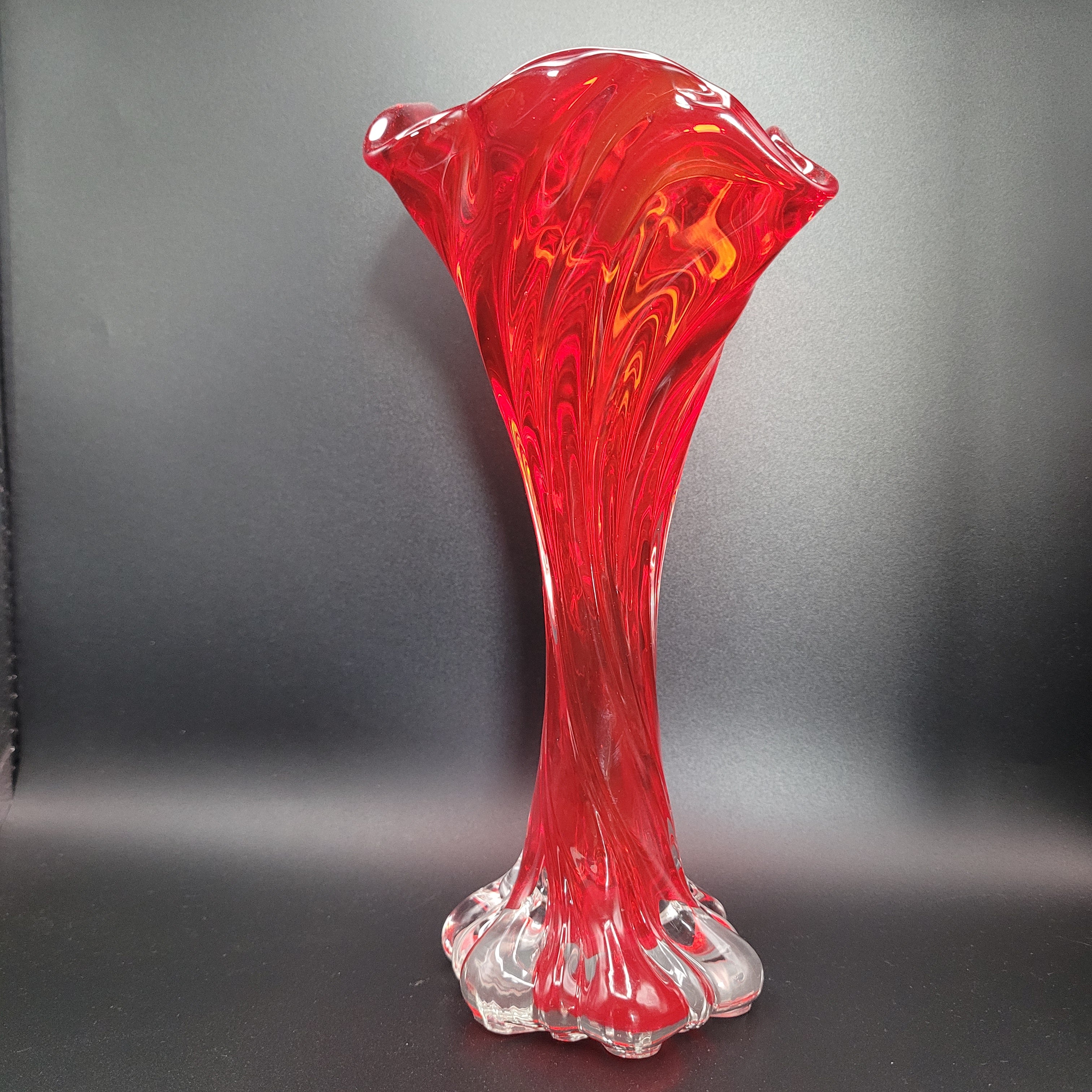 Mid-Century Czech Red Crystal Art Glass Vase, Attributed to Josef Hospodka for Chribska, c. 1970s