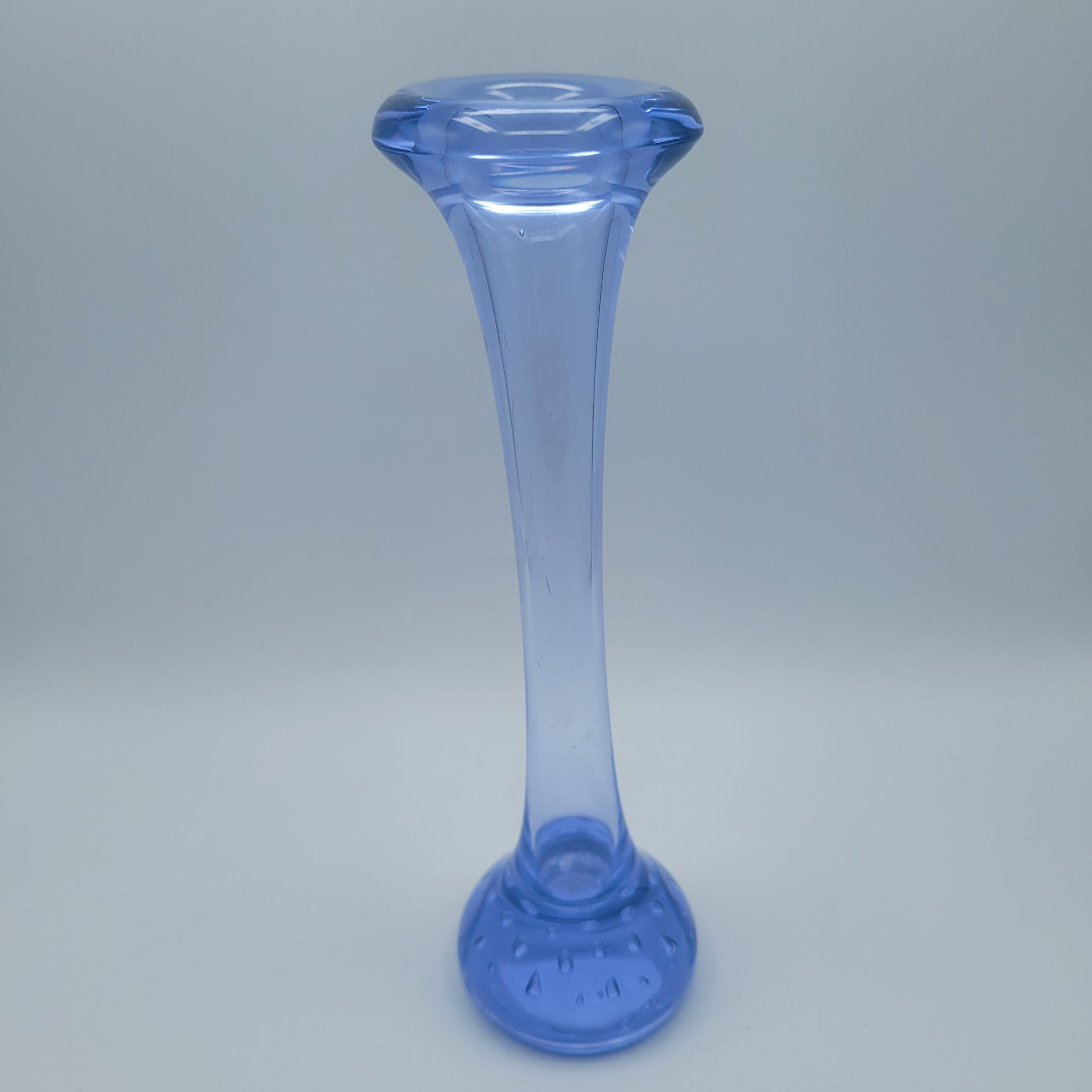 Mid Century Modern Scandinavian Blue Art Glass "Bone" Vase Bullicante Base