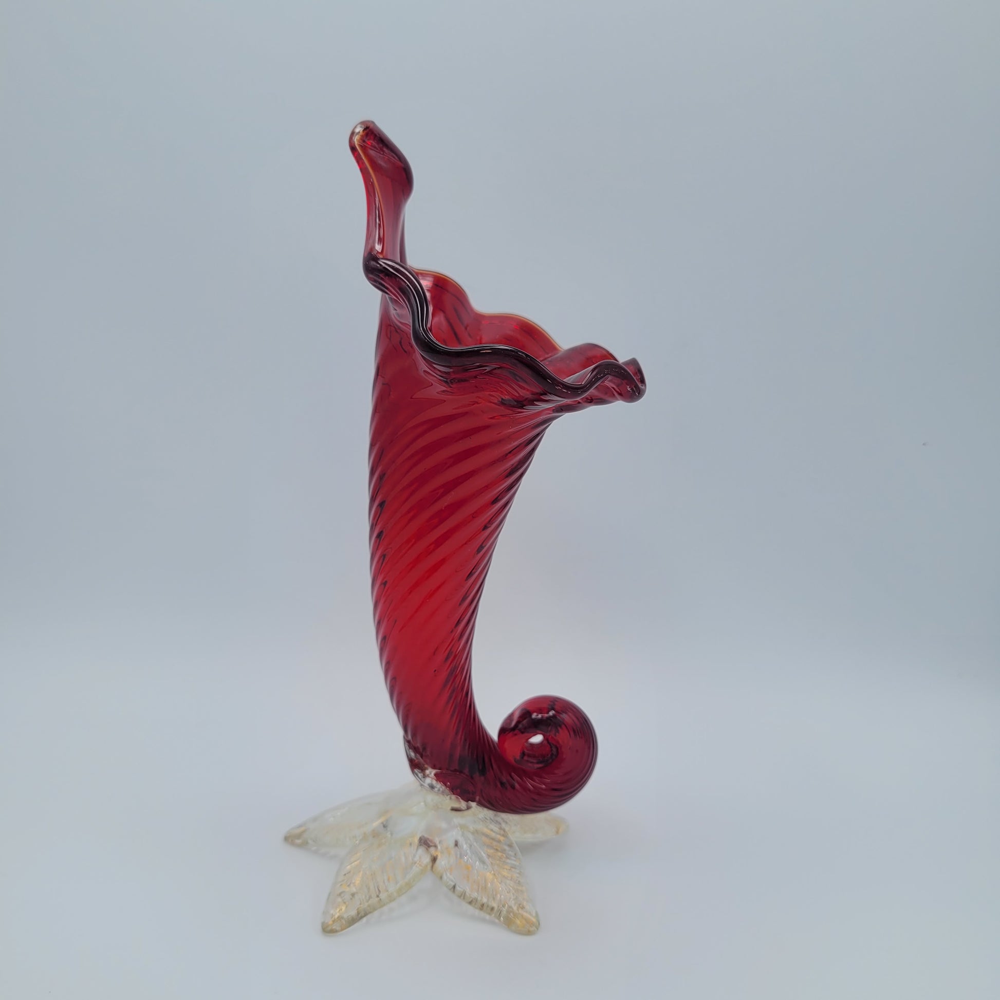 Mid 20th century art glass Cornucopia vase Murano School circa 1950s