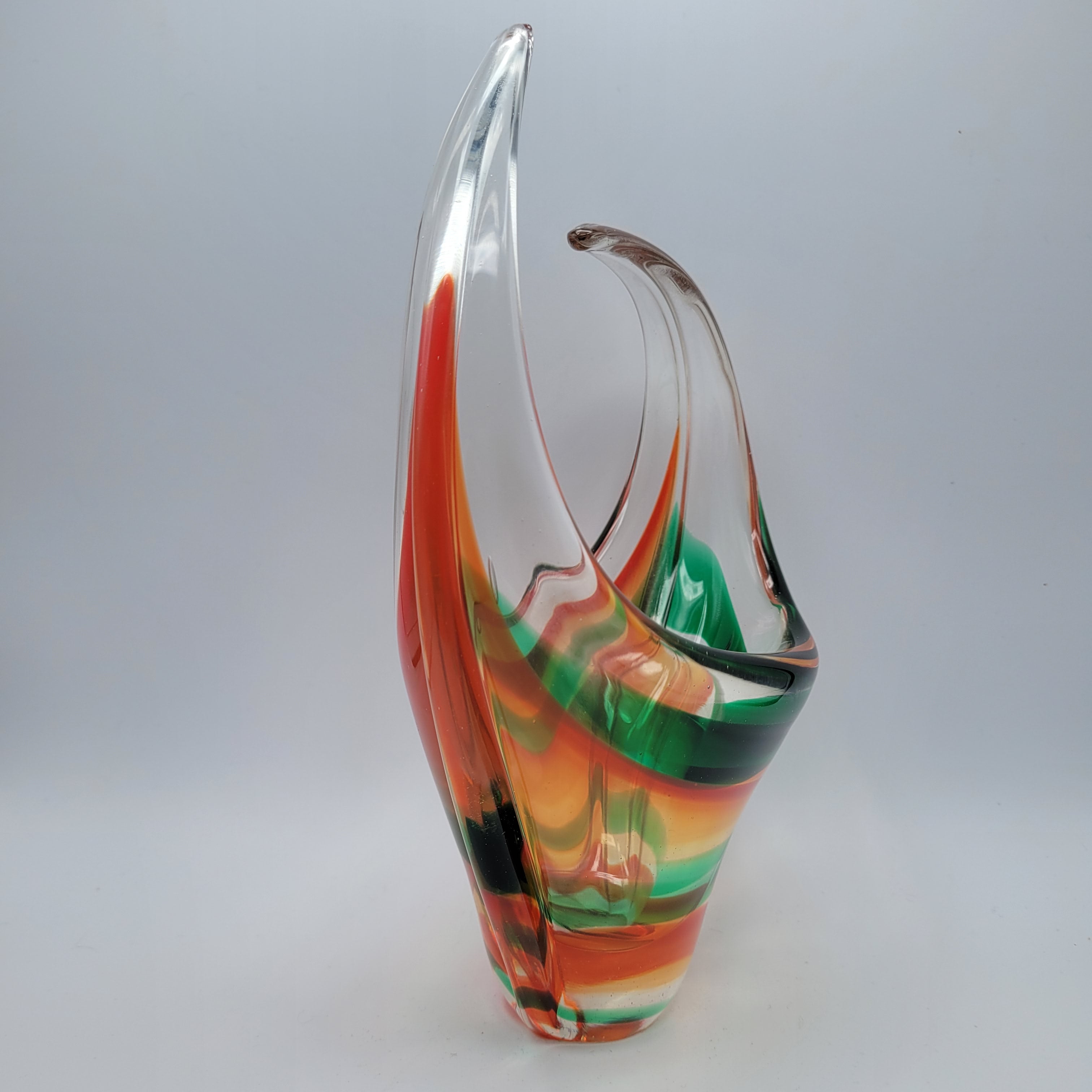 MCM Viartec THF Spanish Art glass sculpture in the Murano tradition, Hand-blown, Vibrant Colour circa 1960s...selenium pinks that glows in UV light.