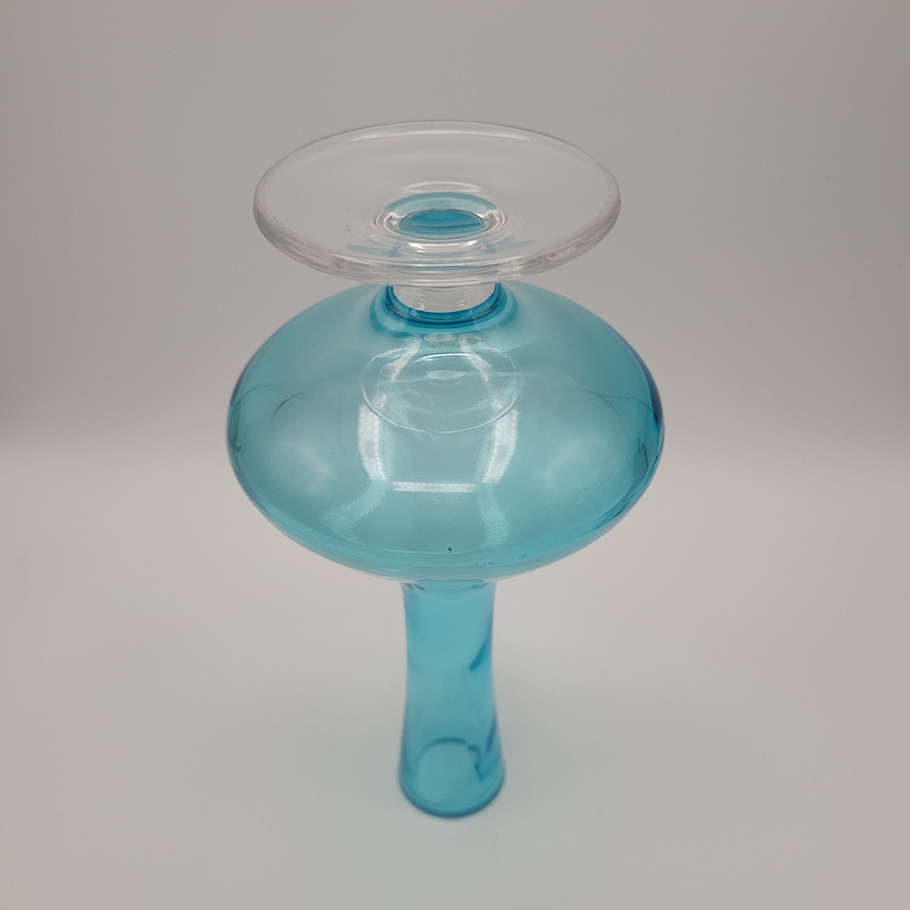 Ekenas Glasbruk Swedish Blue Footed Vase — John-Orwar Lake, 1960s