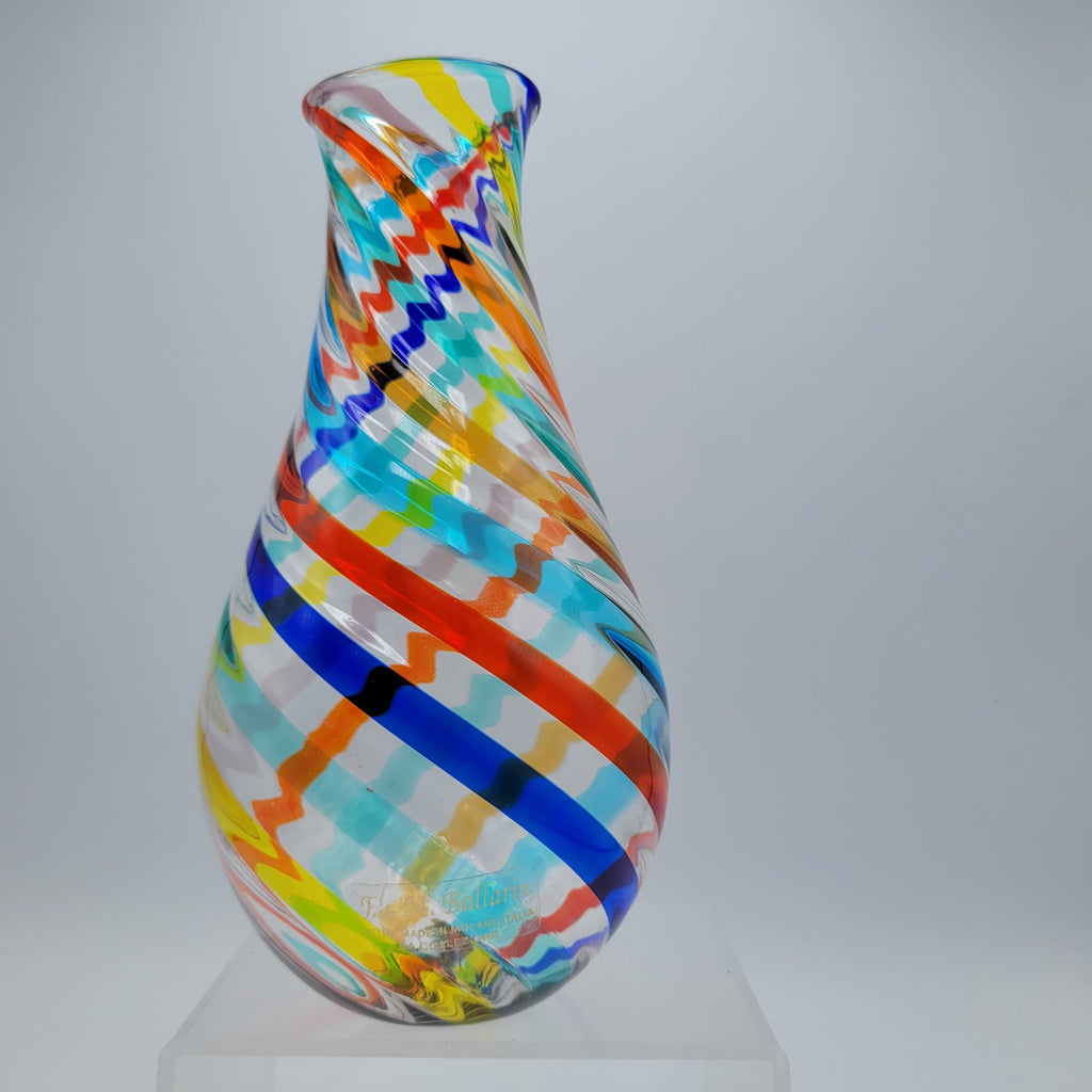 F&M Ballarin Murano Filigree Spiral glass Vase. Signed and with label.