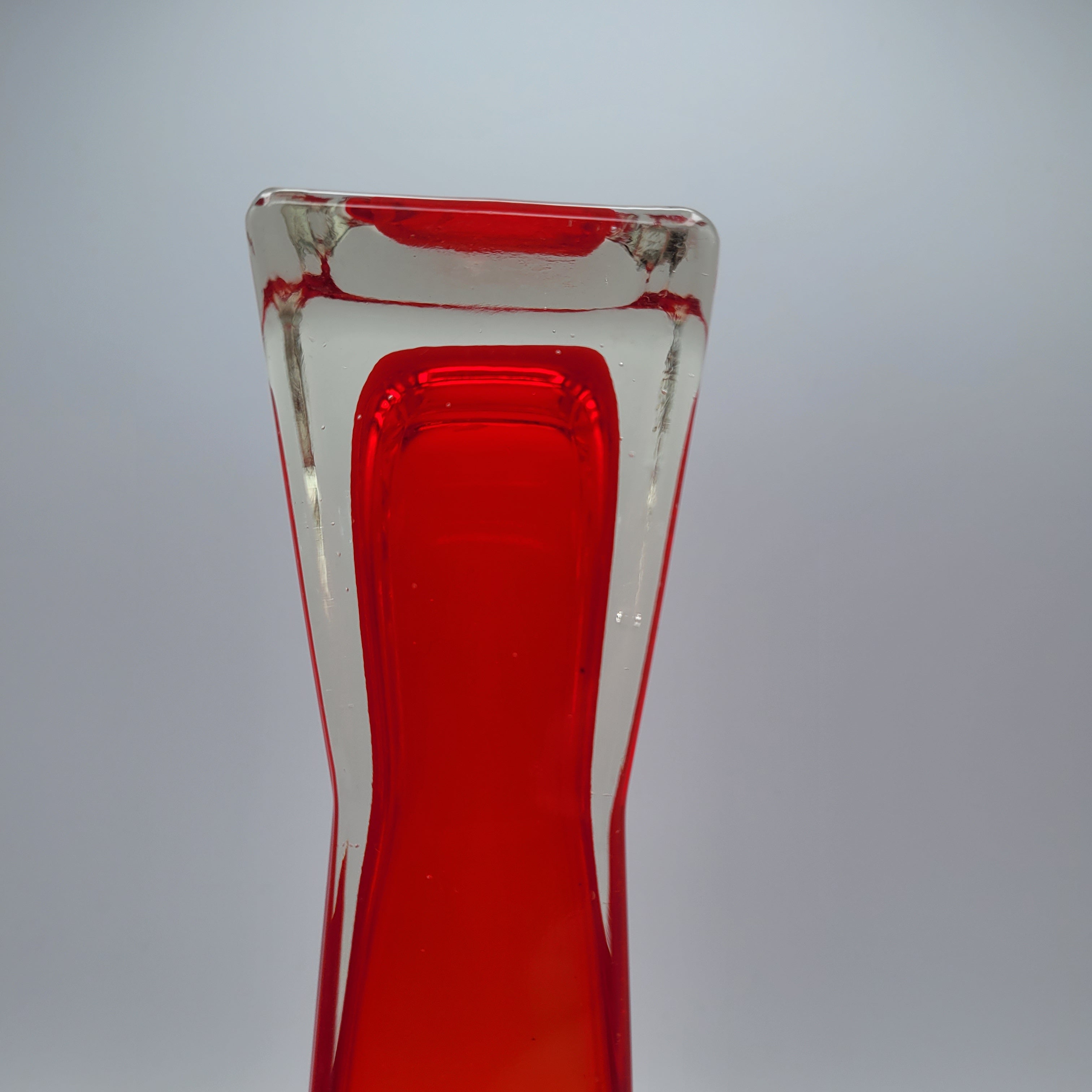 Mid-Century Czechoslovakian Red Sommerso Glass Vase. 1970s