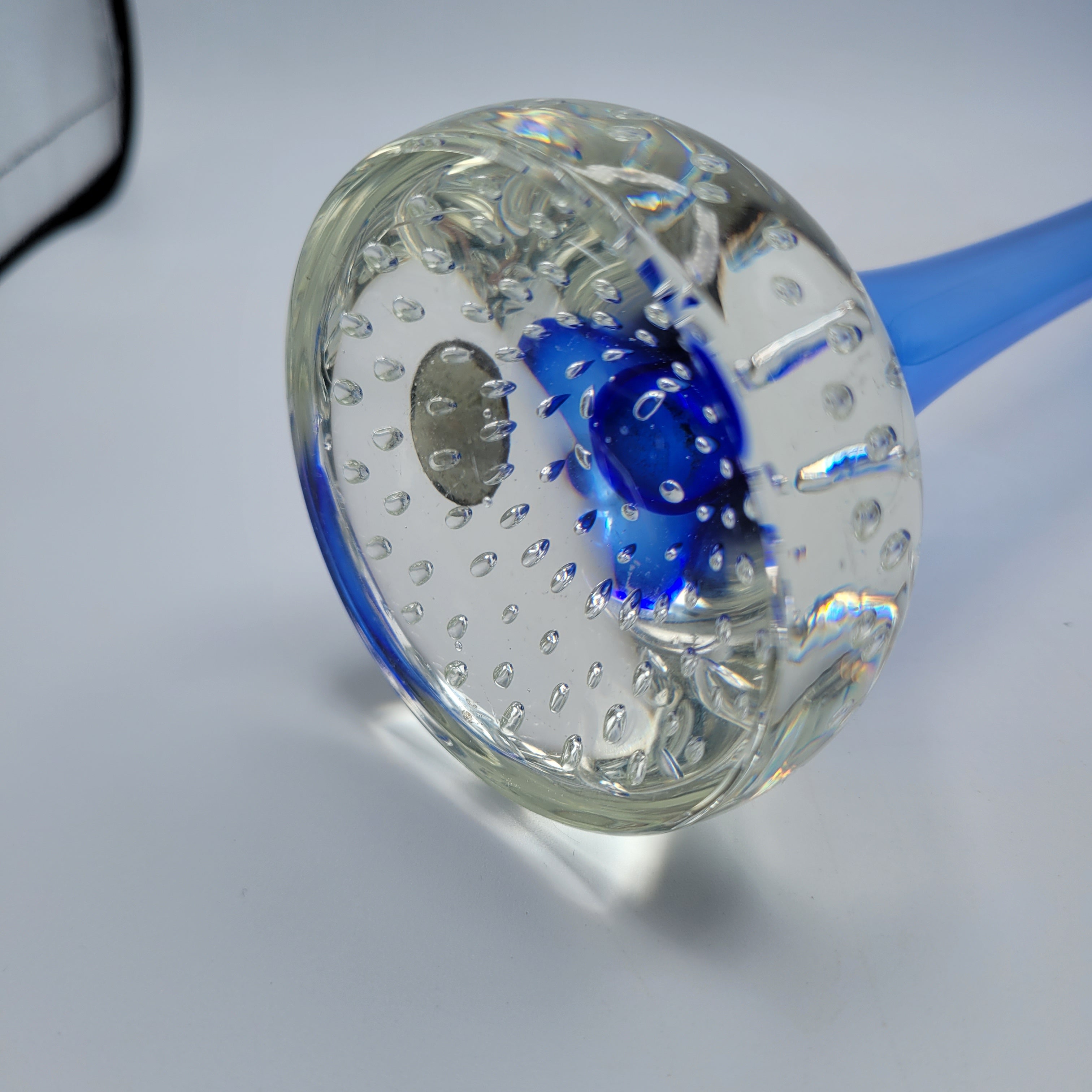 Tall Swedish Art Glass Pulpit Vase — Cobalt Blue with Controlled-Bubble Base, 35 cm tall