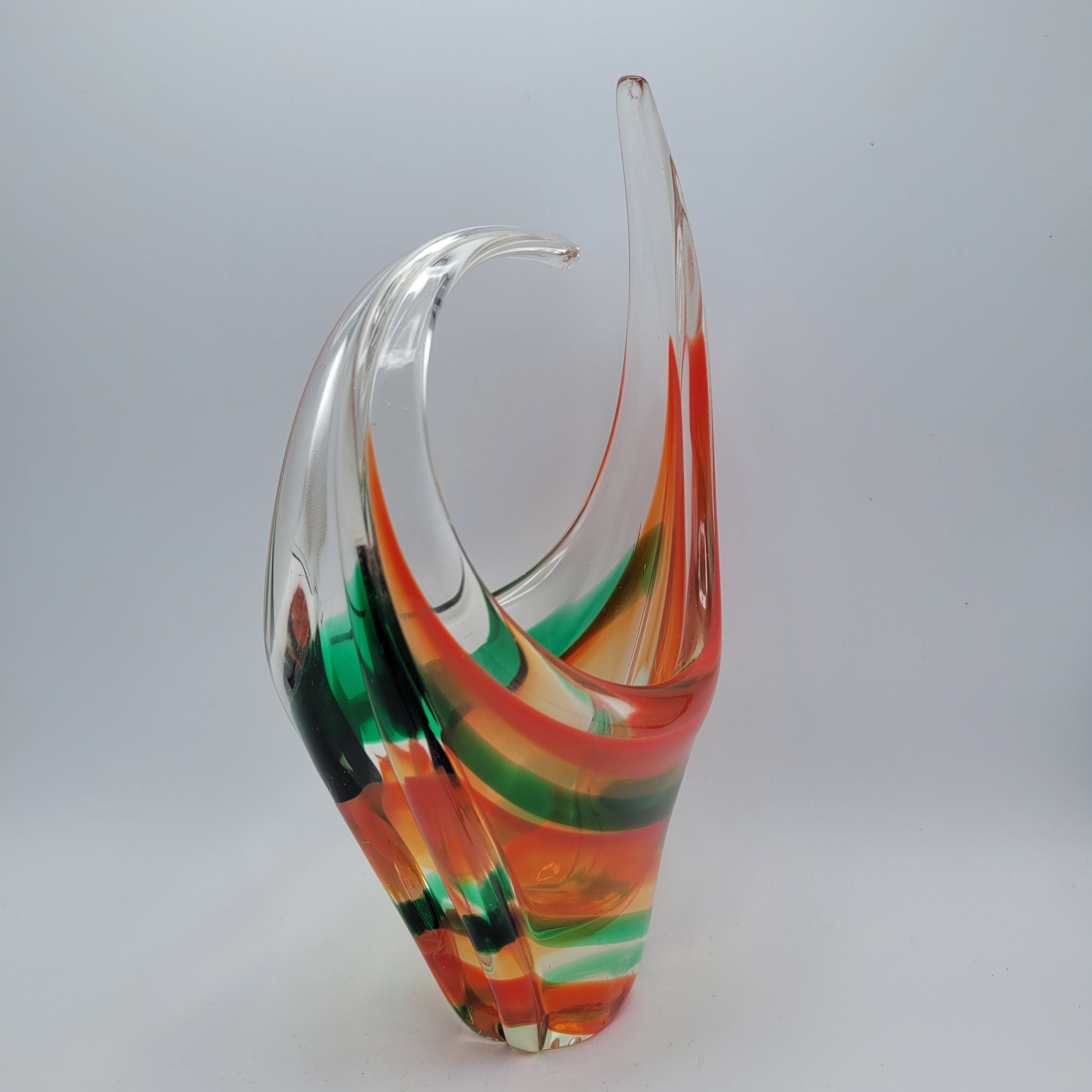 MCM Viartec THF Spanish Art glass sculpture in the Murano tradition, Hand-blown, Vibrant Colour circa 1960s...selenium pinks that glows in UV light.