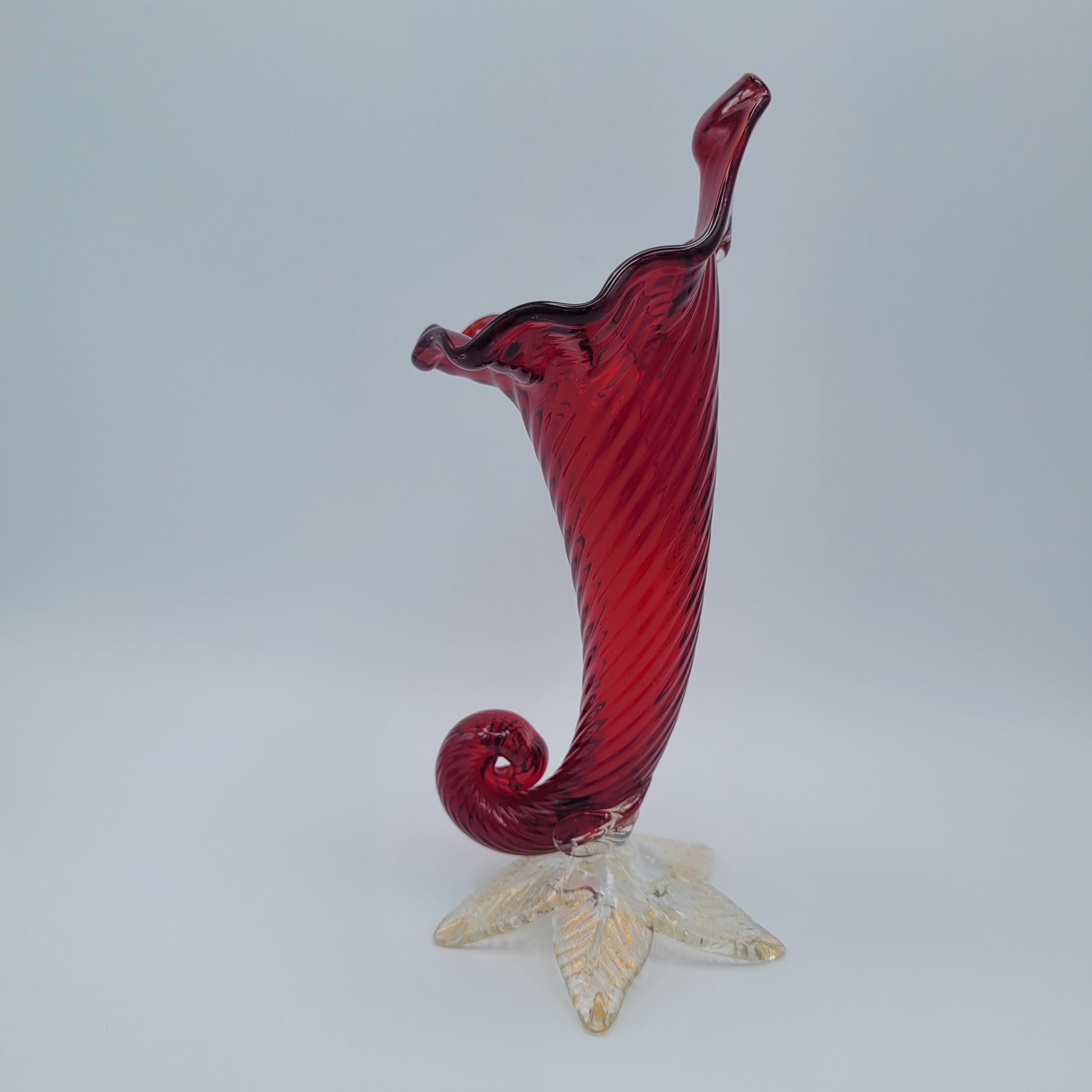 Mid 20th century art glass Cornucopia vase Murano School circa 1950s