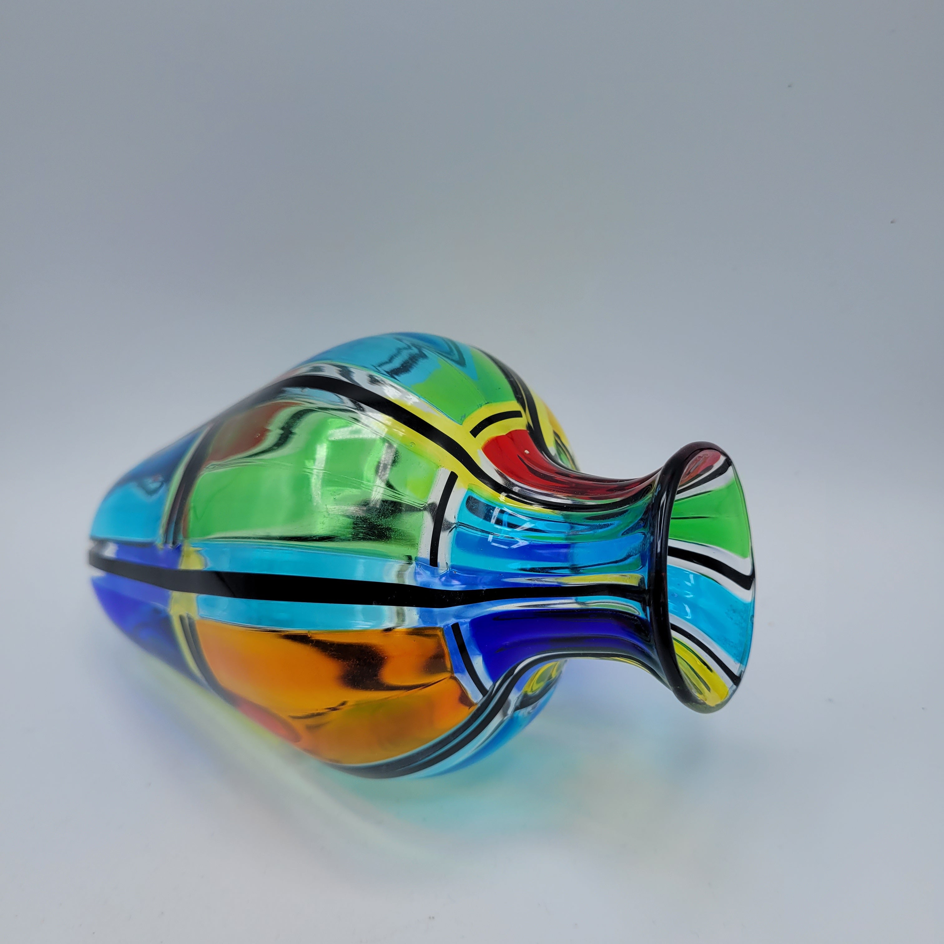 Angelo Ballarin "Carnevale Vase" from the F&M Ballarin studio. Signed, label, and certified Murano Pezzato Glass