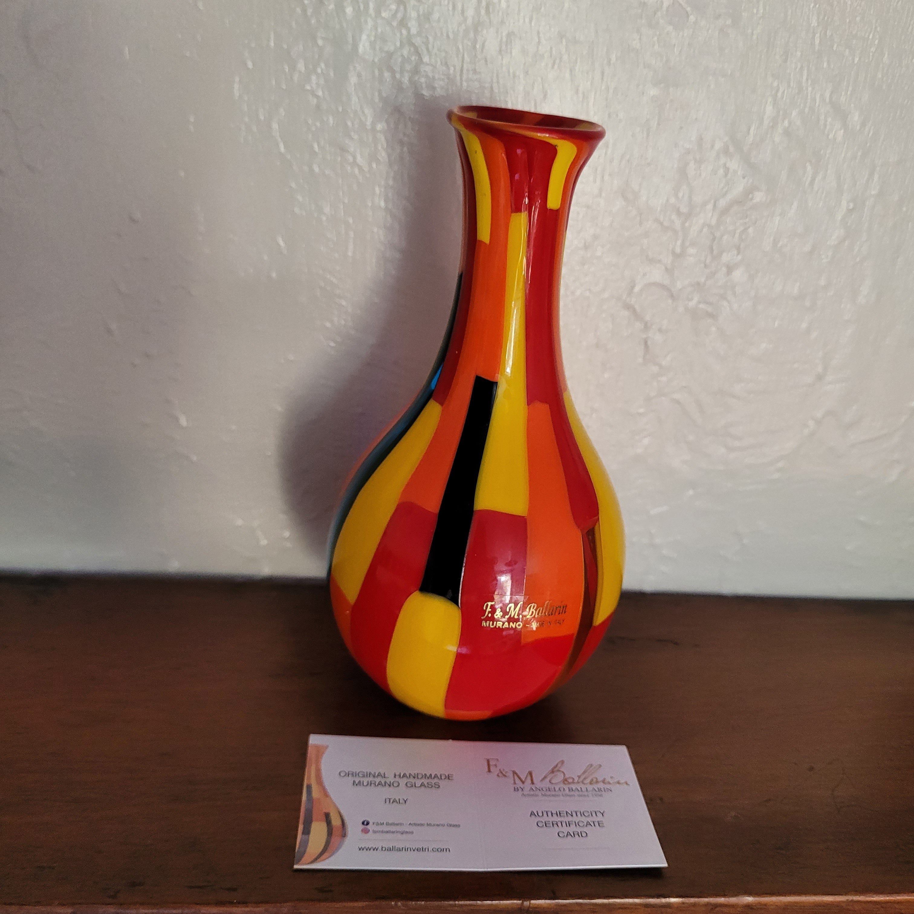 Glorious Murano Pezzato Baluster Vase. Signed, labelled w/COA.