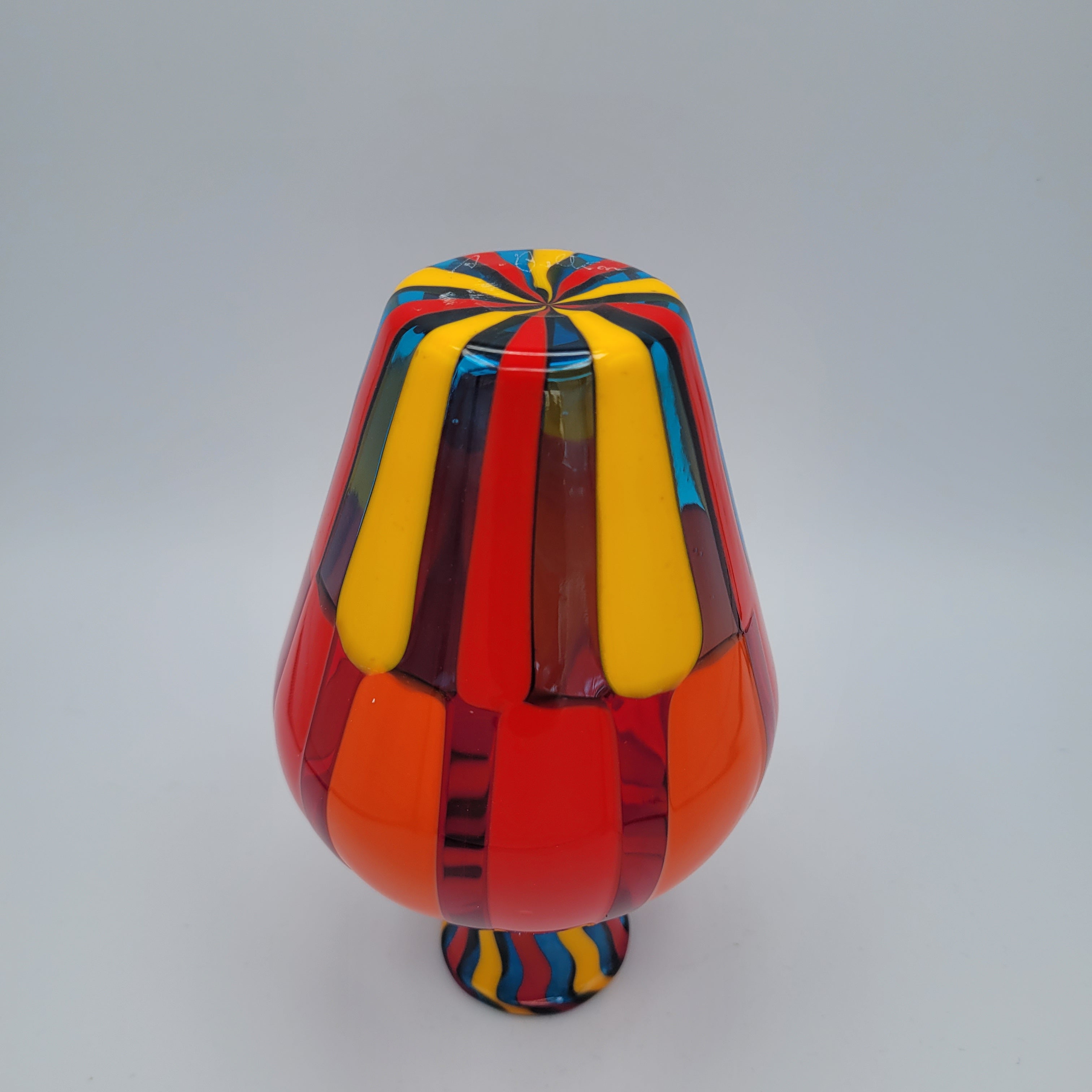 Vibrant Murano Pezzato Art Glass Vase by Angelo Ballarin, 😊 Signed & w/COA. museum quality.