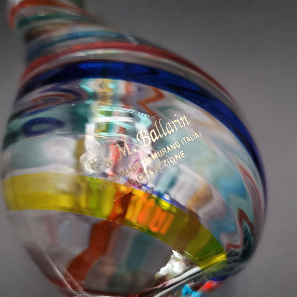 F&M Ballarin Murano Filigree Spiral glass Vase. Signed and with label.