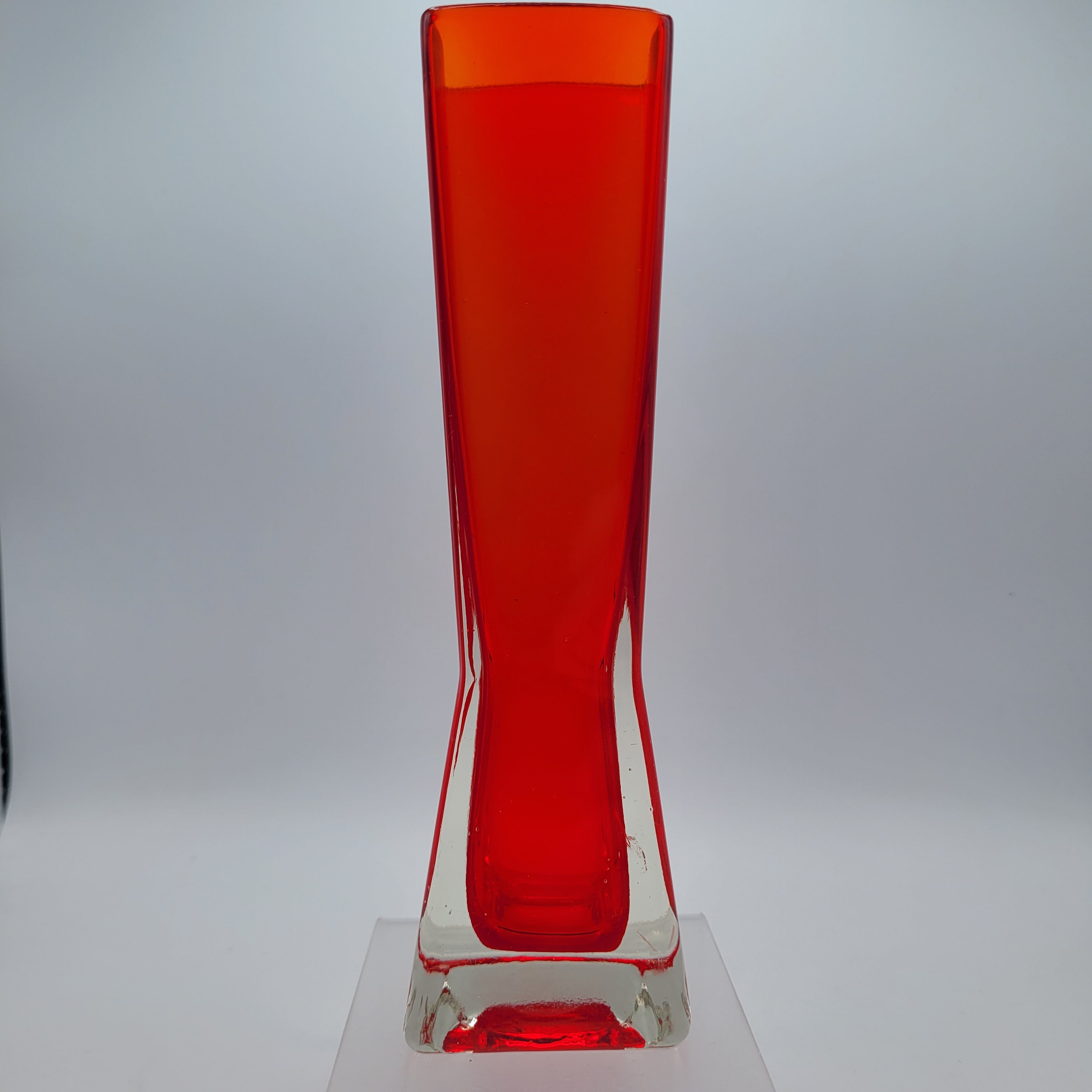 Mid-Century Czechoslovakian Red Sommerso Glass Vase. 1970s