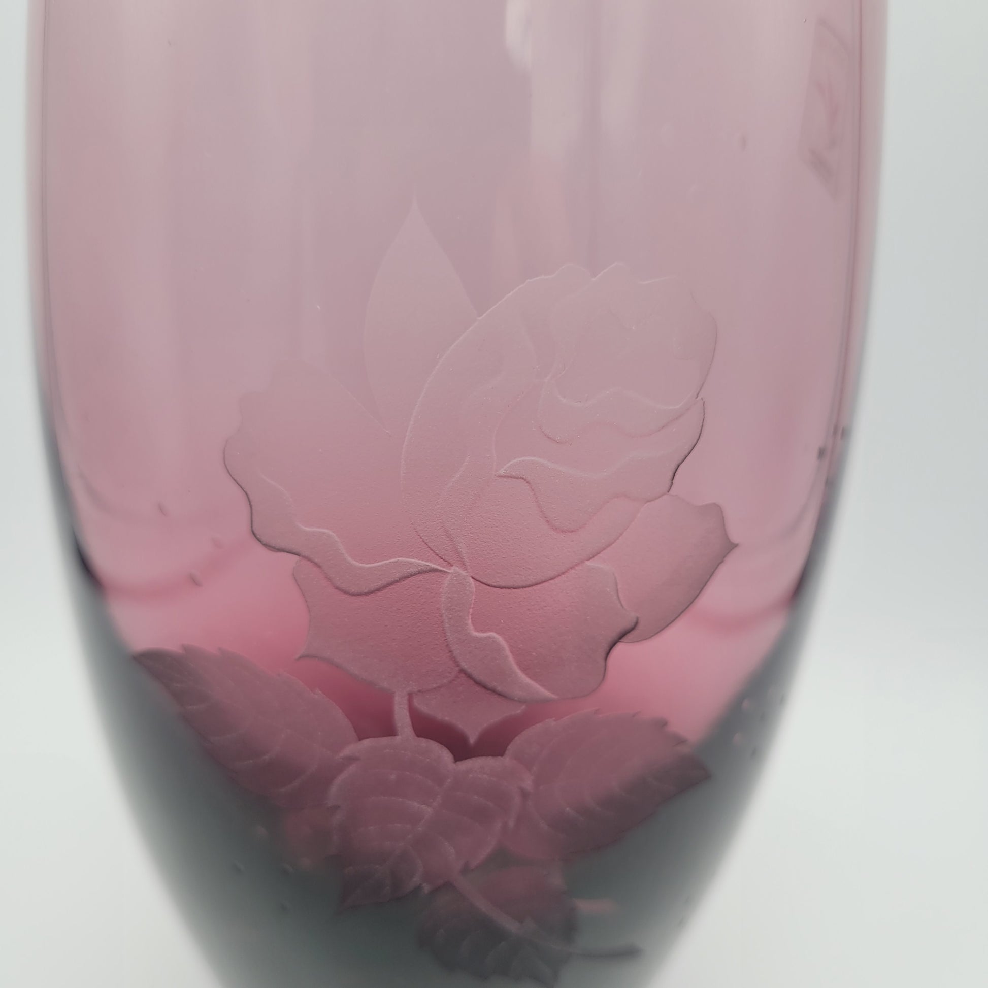 Caithness Vase, Rose etched 1970s or earlier...with label