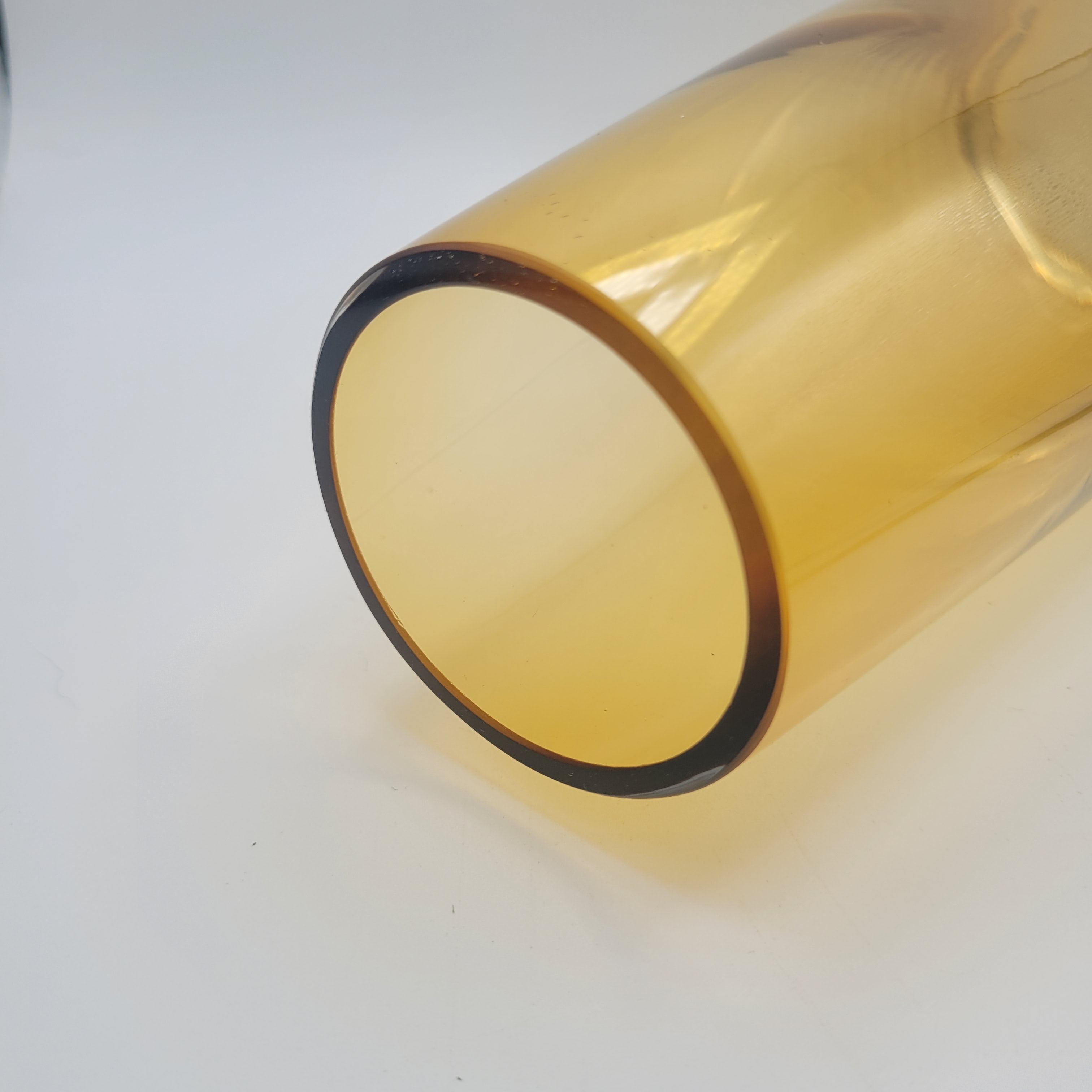 Heavy Amber Cased Glass Vase — Mid-Century Scandinavian Modern Style (Unmarked)