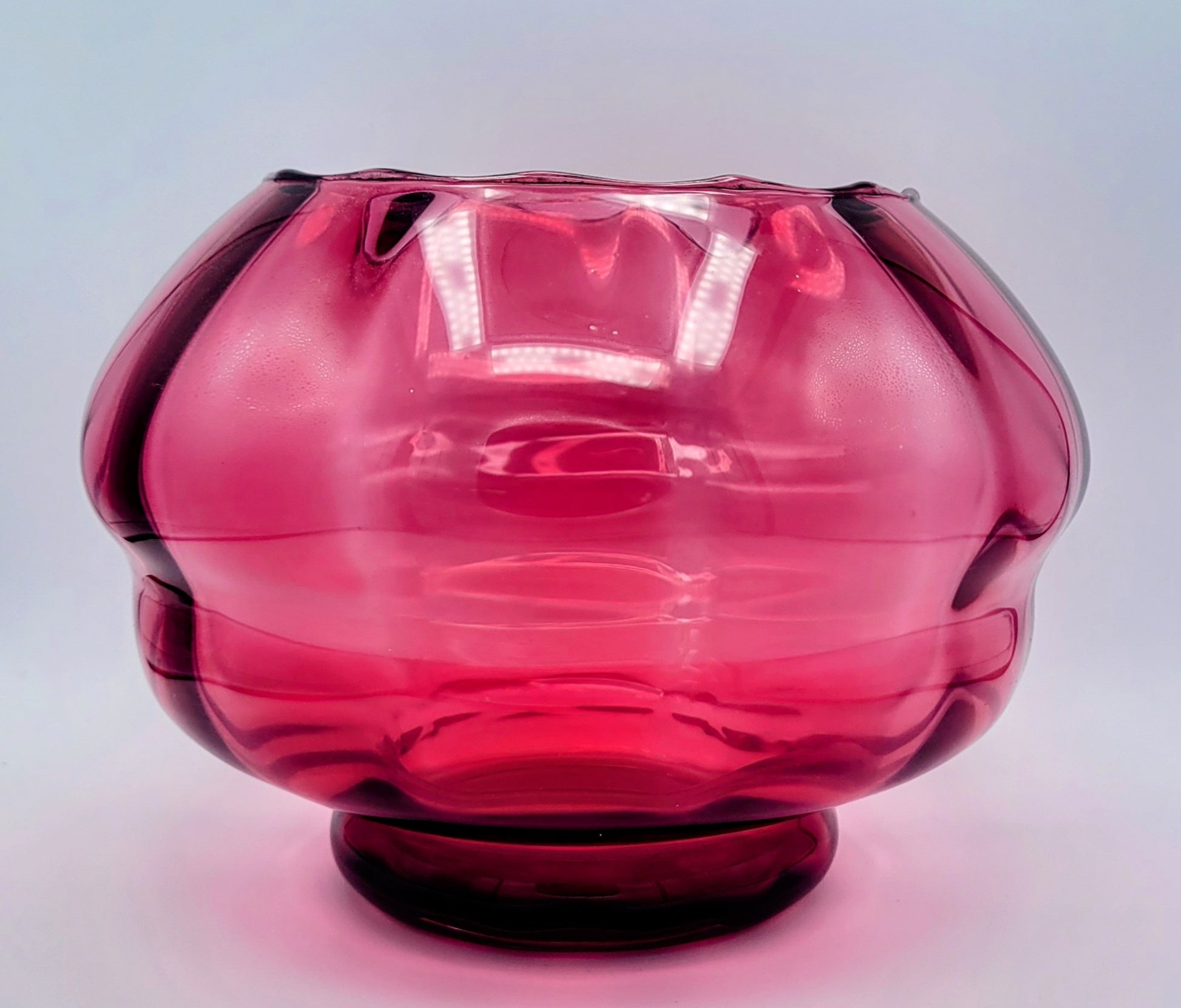 Pilgrim Cranberry Glass Bowl circa 1960s.