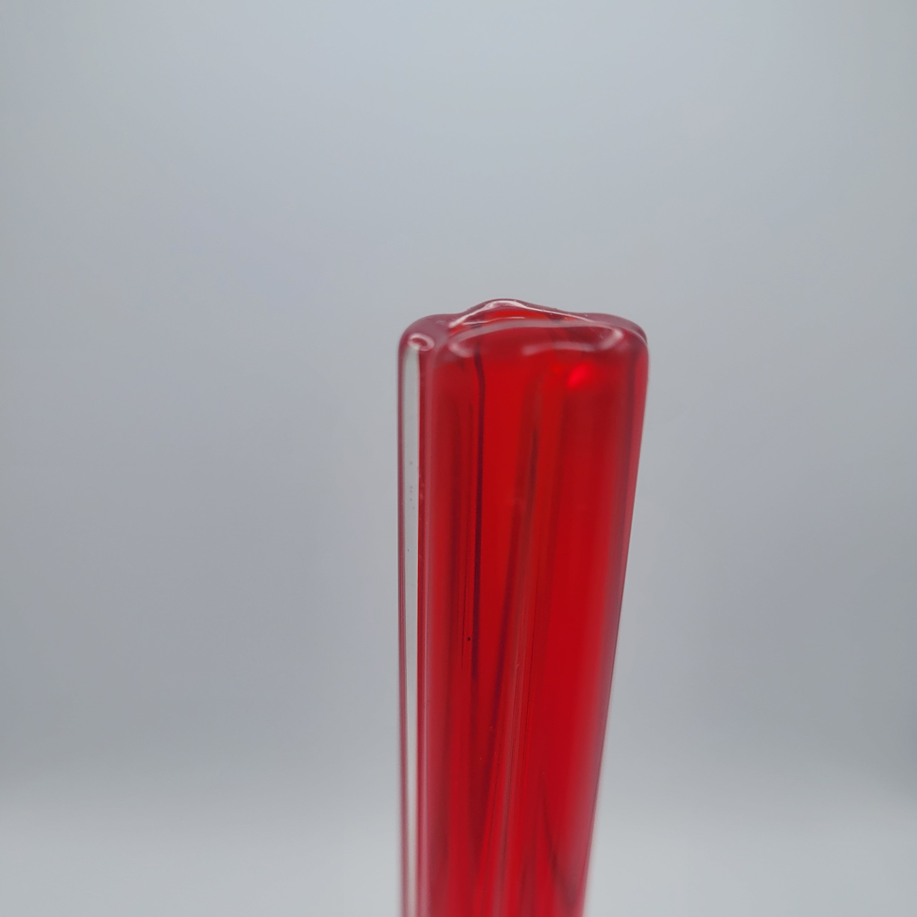 Tall Red Cased Glass Bud Vase — Mid-Century Modern Elegance (28 cm)