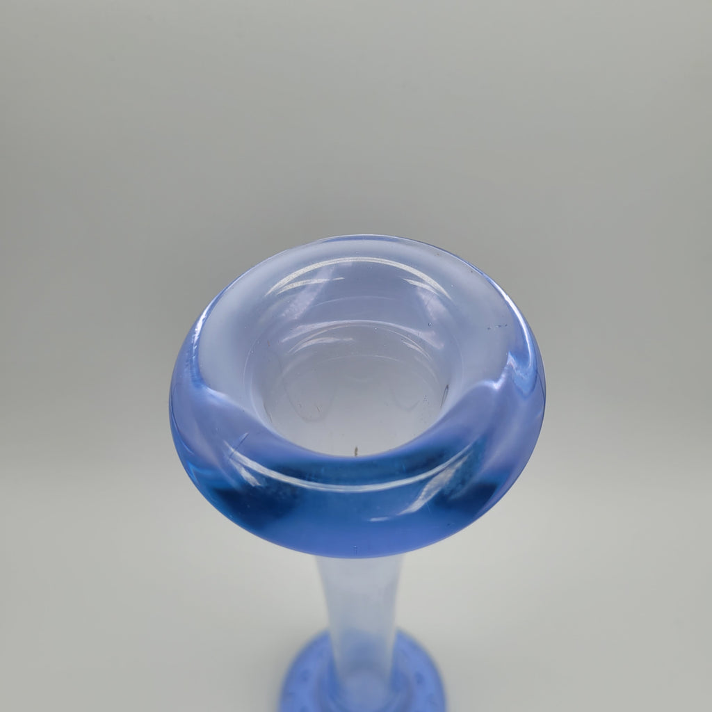 Mid Century Modern Scandinavian Blue Art Glass "Bone" Vase Bullicante Base