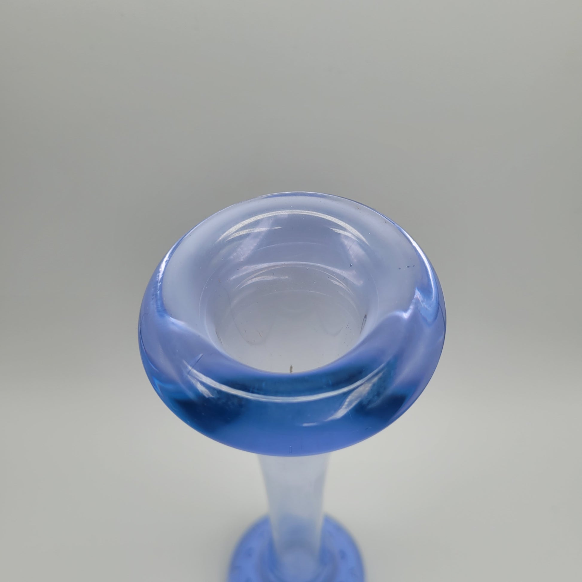 Mid Century Modern Scandinavian Blue Art Glass "Bone" Vase Bullicante Base