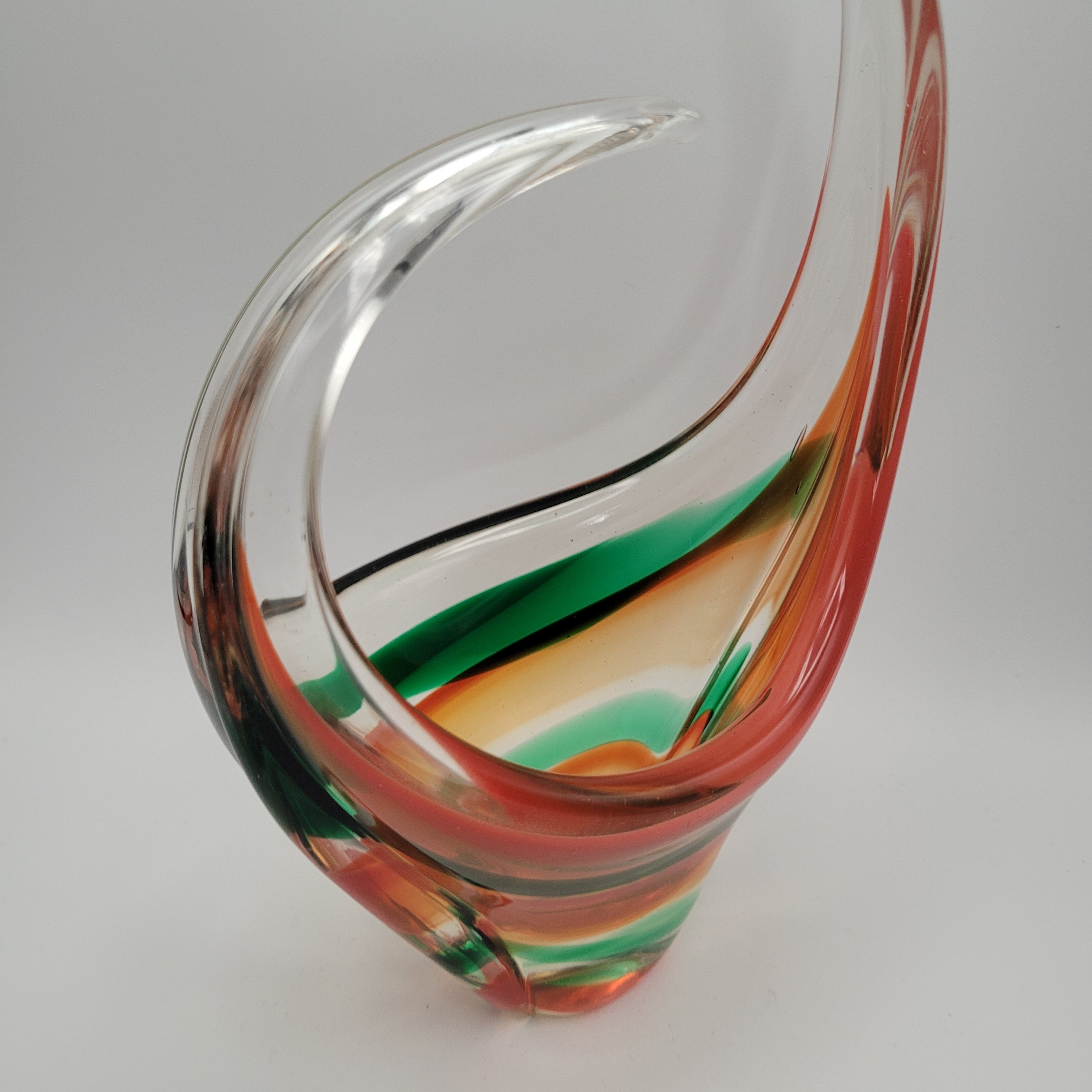 MCM Viartec THF Spanish Art glass sculpture in the Murano tradition, Hand-blown, Vibrant Colour circa 1960s...selenium pinks that glows in UV light.