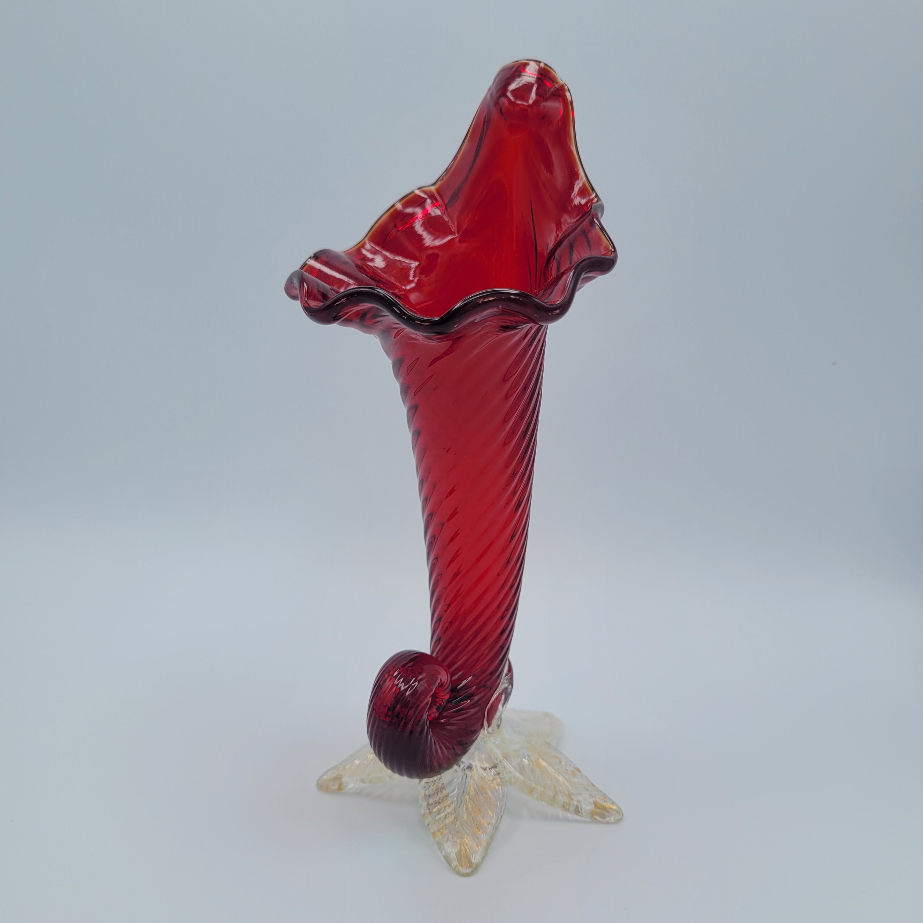 Mid 20th century art glass Cornucopia vase Murano School circa 1950s