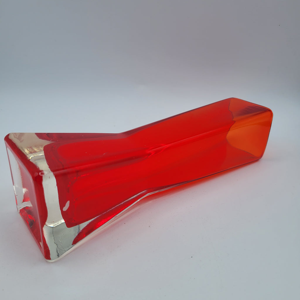 Mid-Century Czechoslovakian Red Sommerso Glass Vase. 1970s